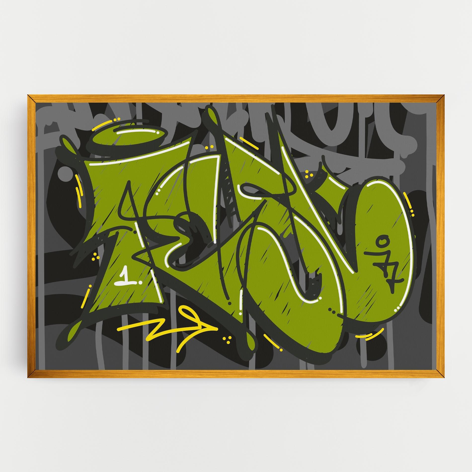 Vászonkép Green Grey Graffti mockup 0