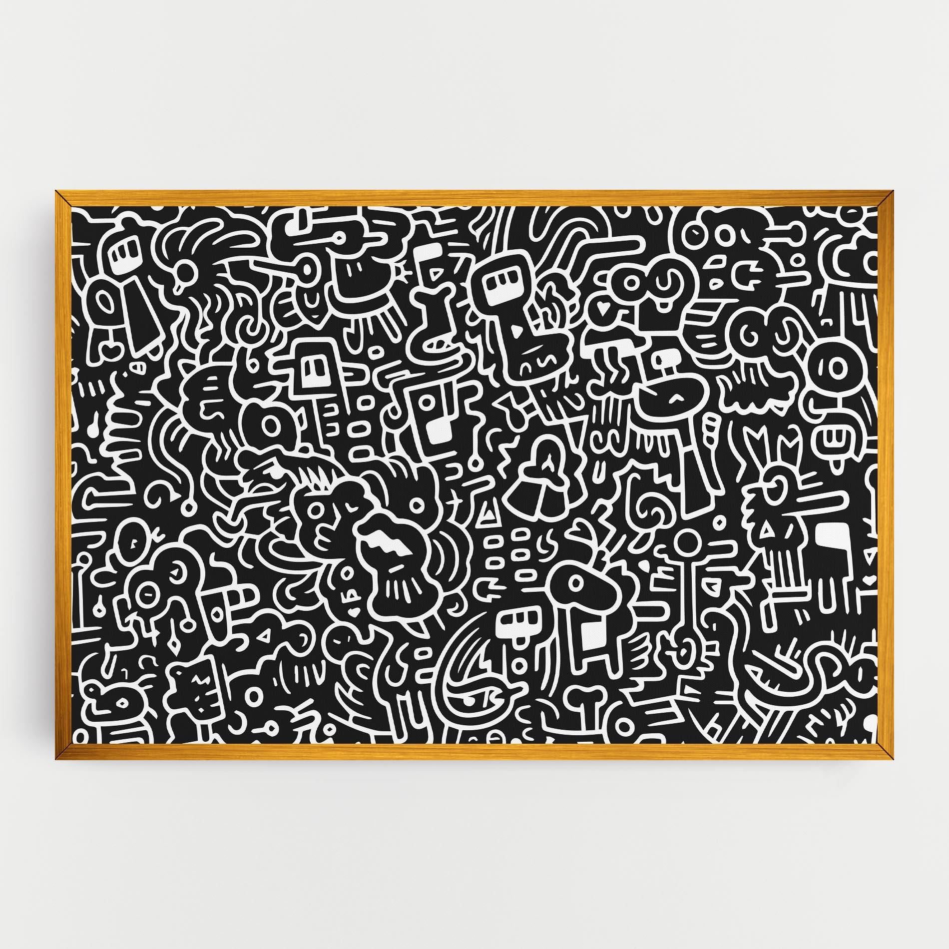 Vászonkép White Line Doodle mockup 0