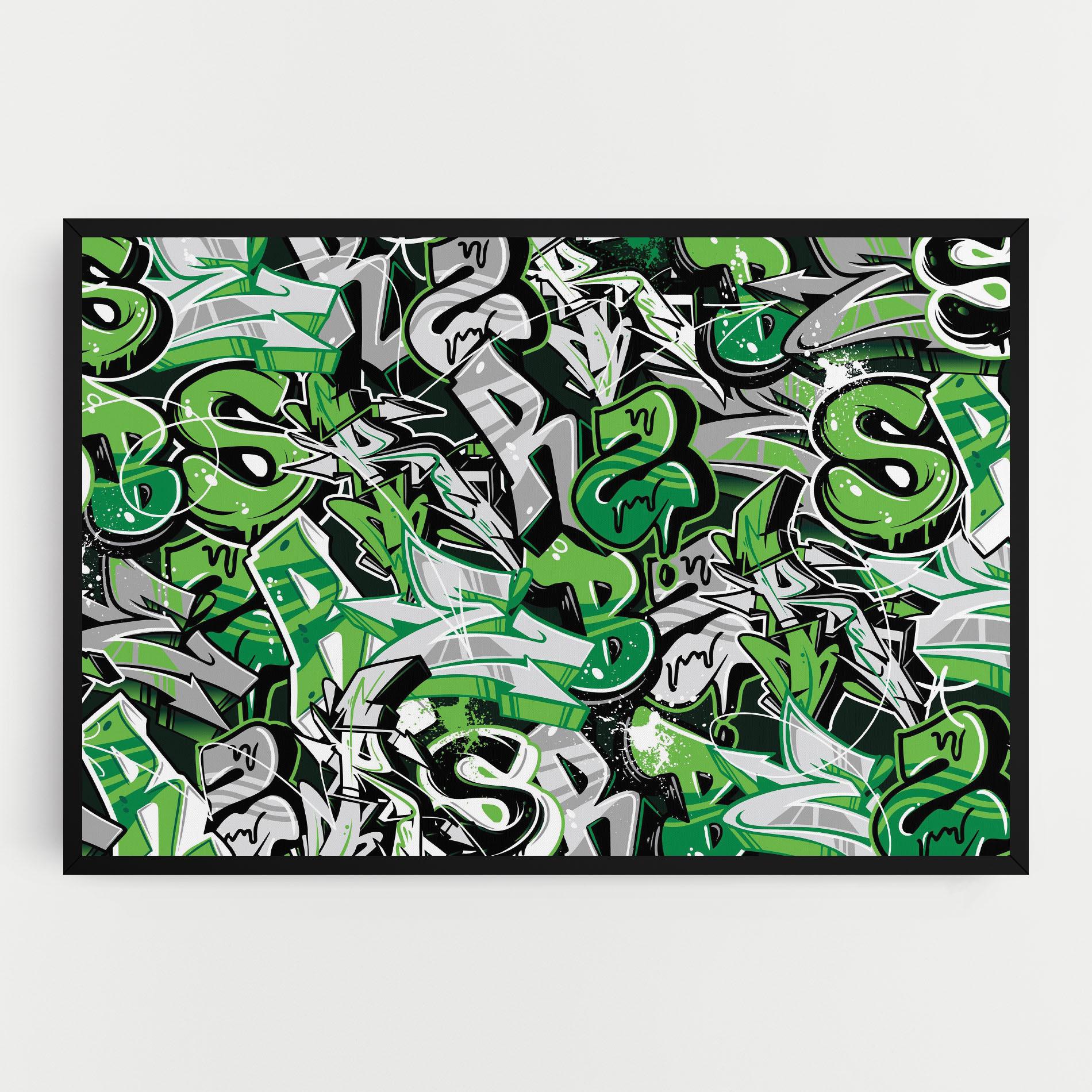 Vászonkép Green Graffiti Letters mockup 0