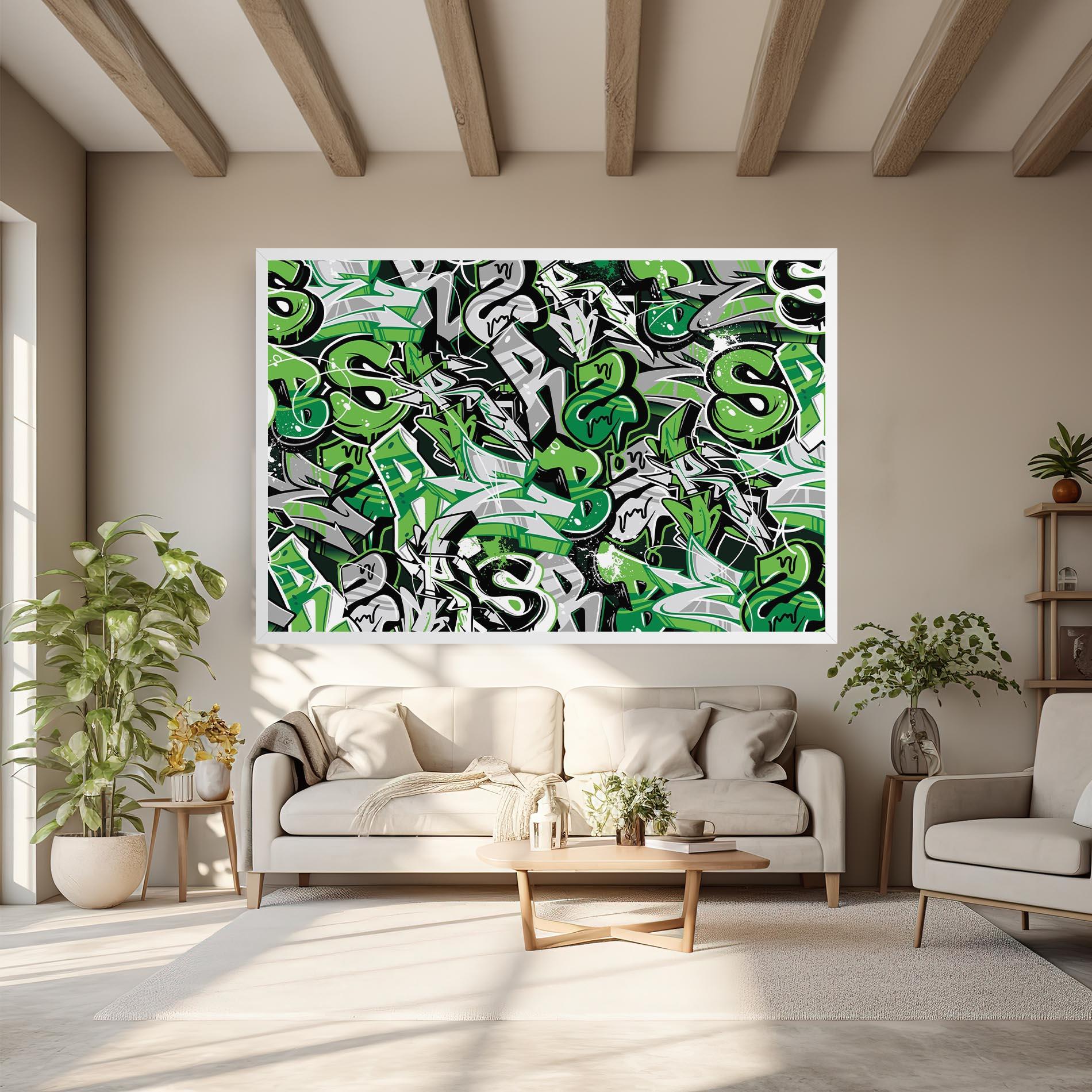 Vászonkép Green Graffiti Letters mockup 6