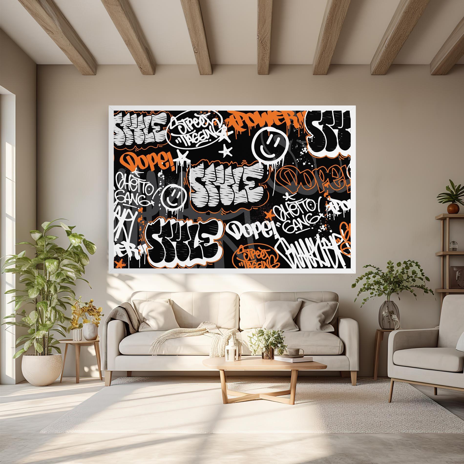 Vászonkép Orange Black Graffiti mockup 6