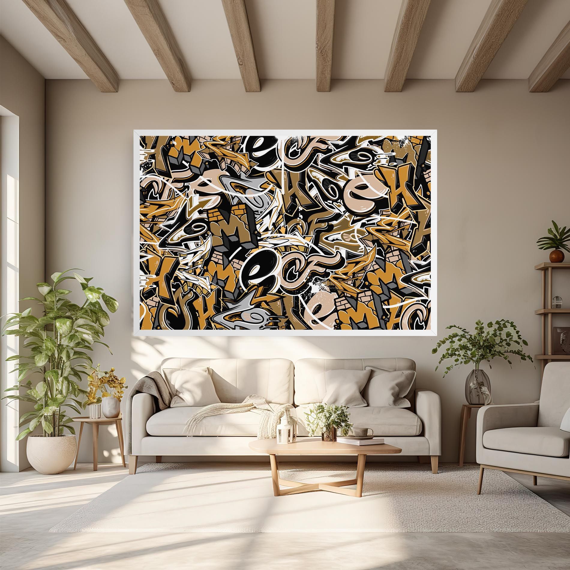 Yellow White Graffiti mockup 6