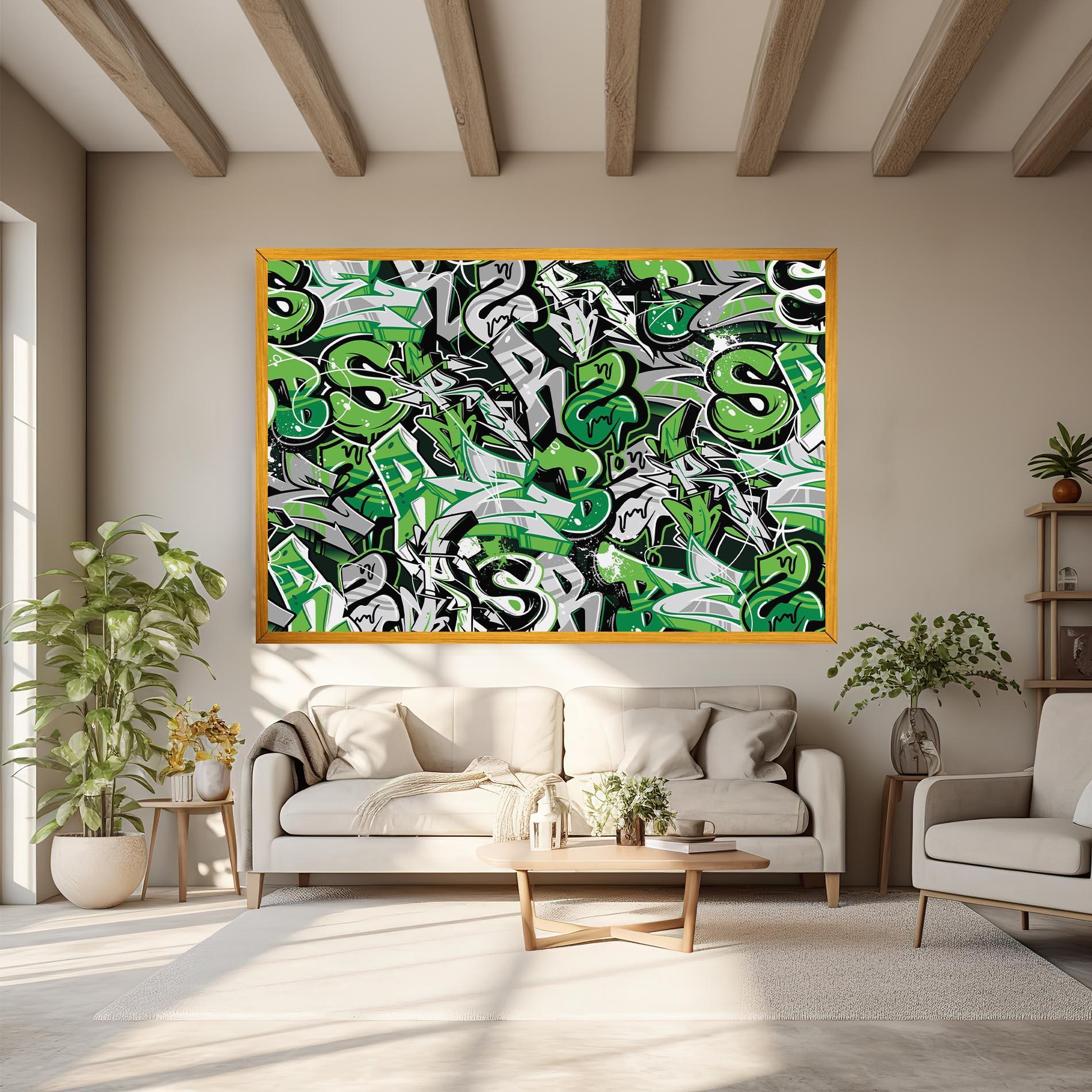 Vászonkép Green Graffiti Letters mockup 6