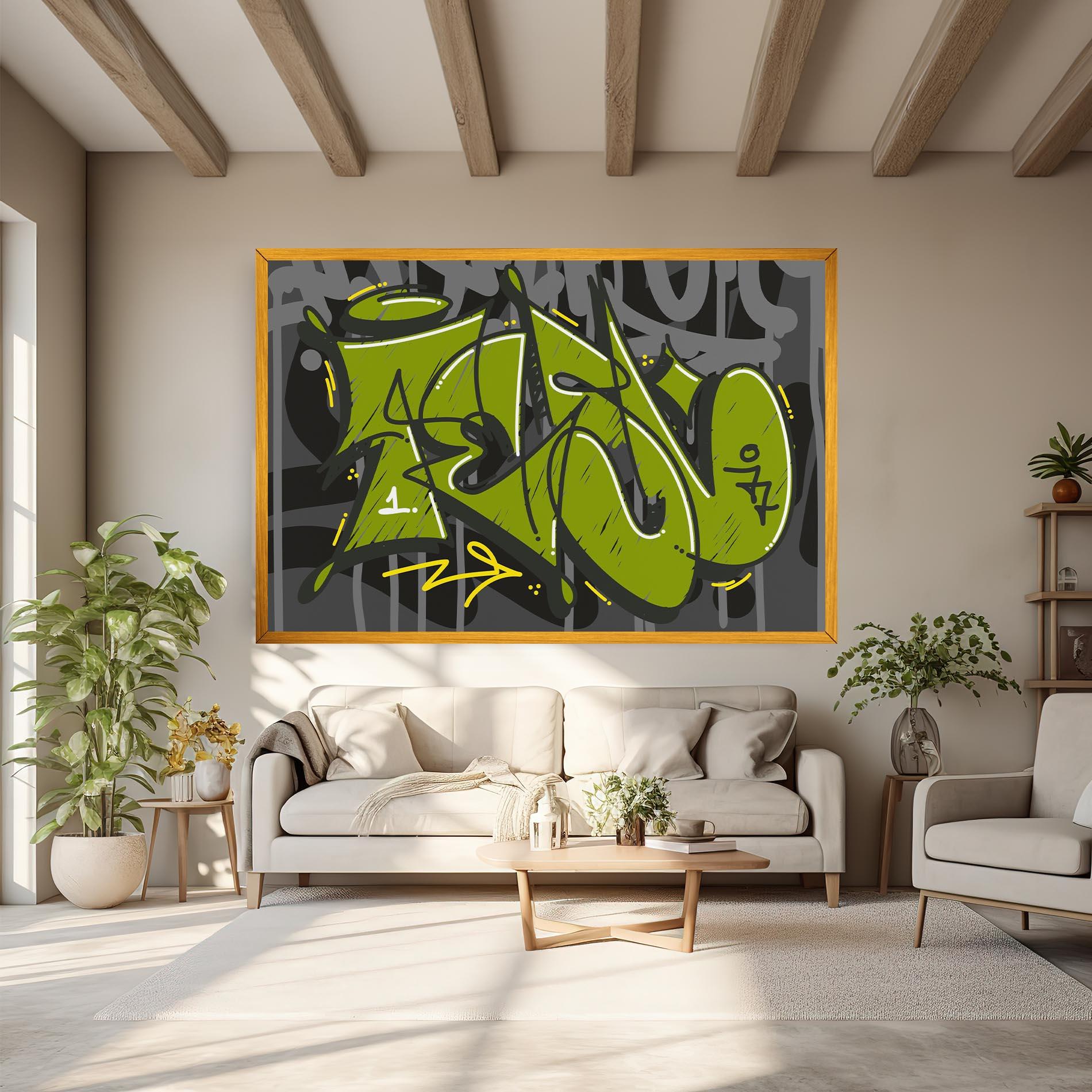 Vászonkép Green Grey Graffti mockup 6