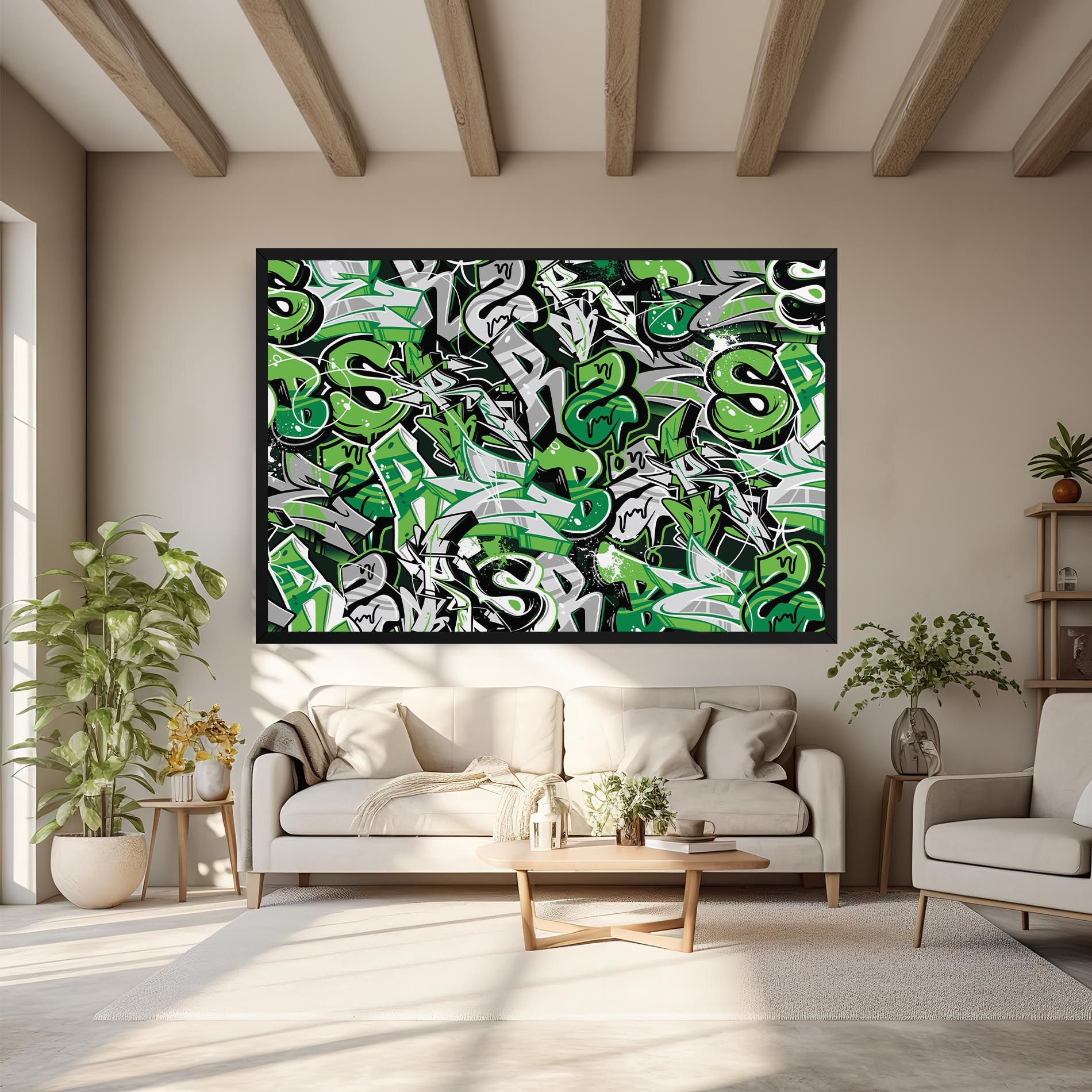 Green Graffiti Letters mockup 6