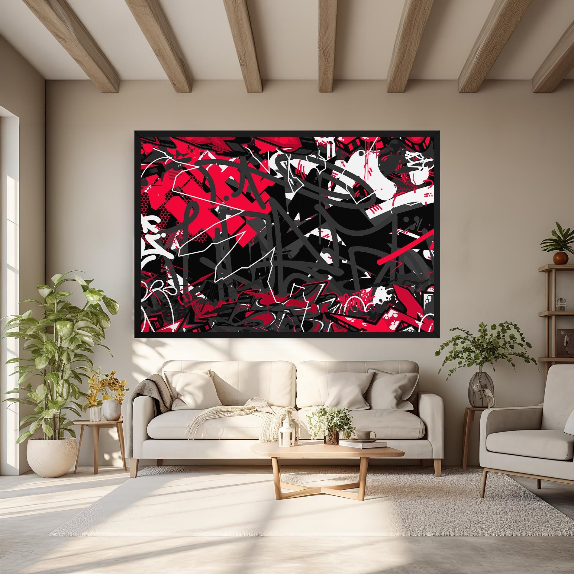 Grey Red Graffiti mockup 6