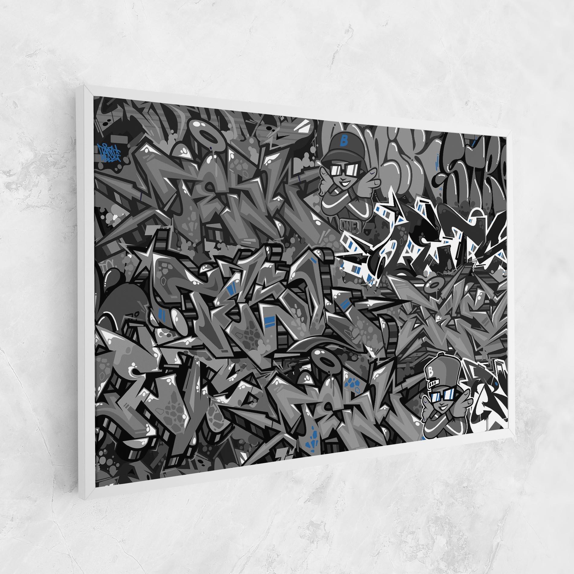 Vászonkép Grey Blue Graffiti mockup 1