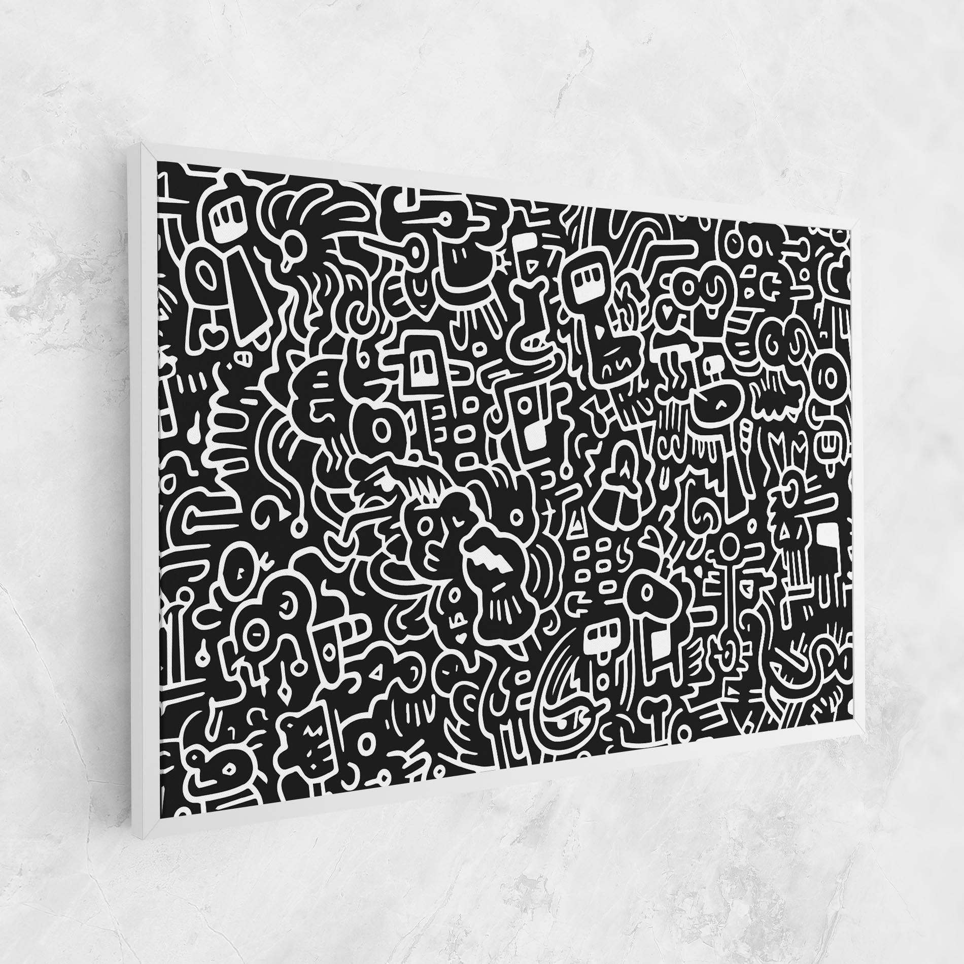 Vászonkép White Line Doodle mockup 1