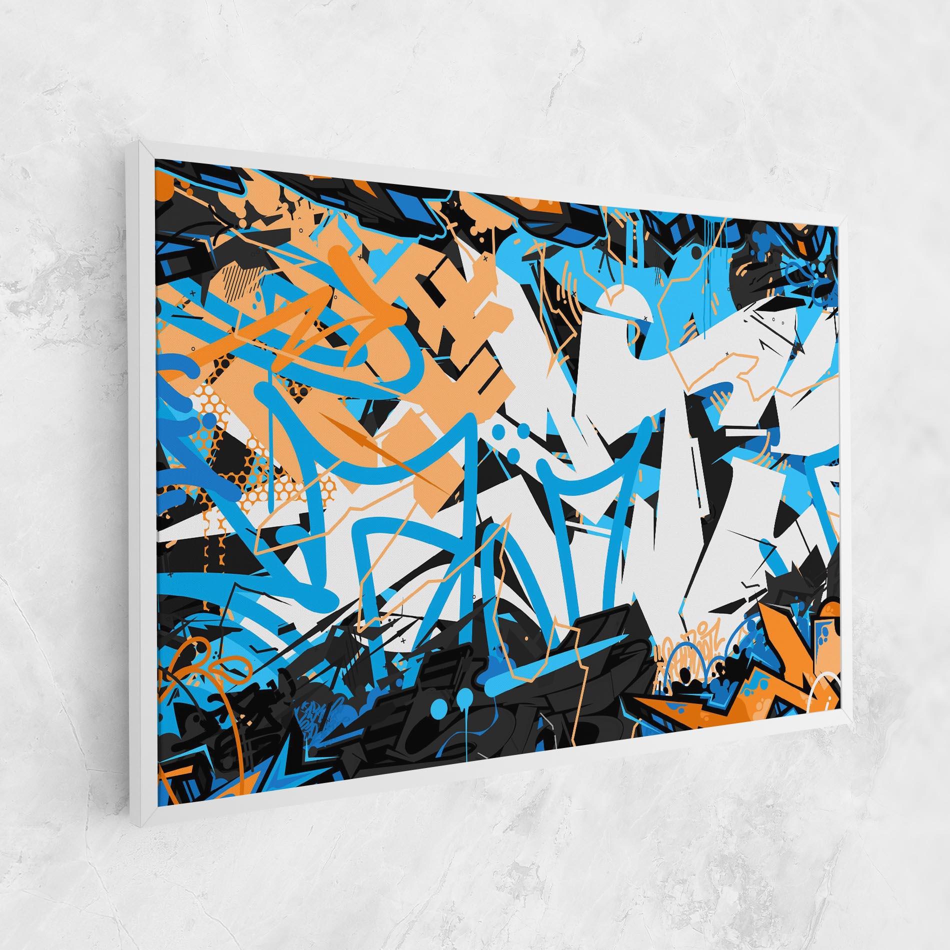 Vászonkép White Orange Graffiti mockup 1