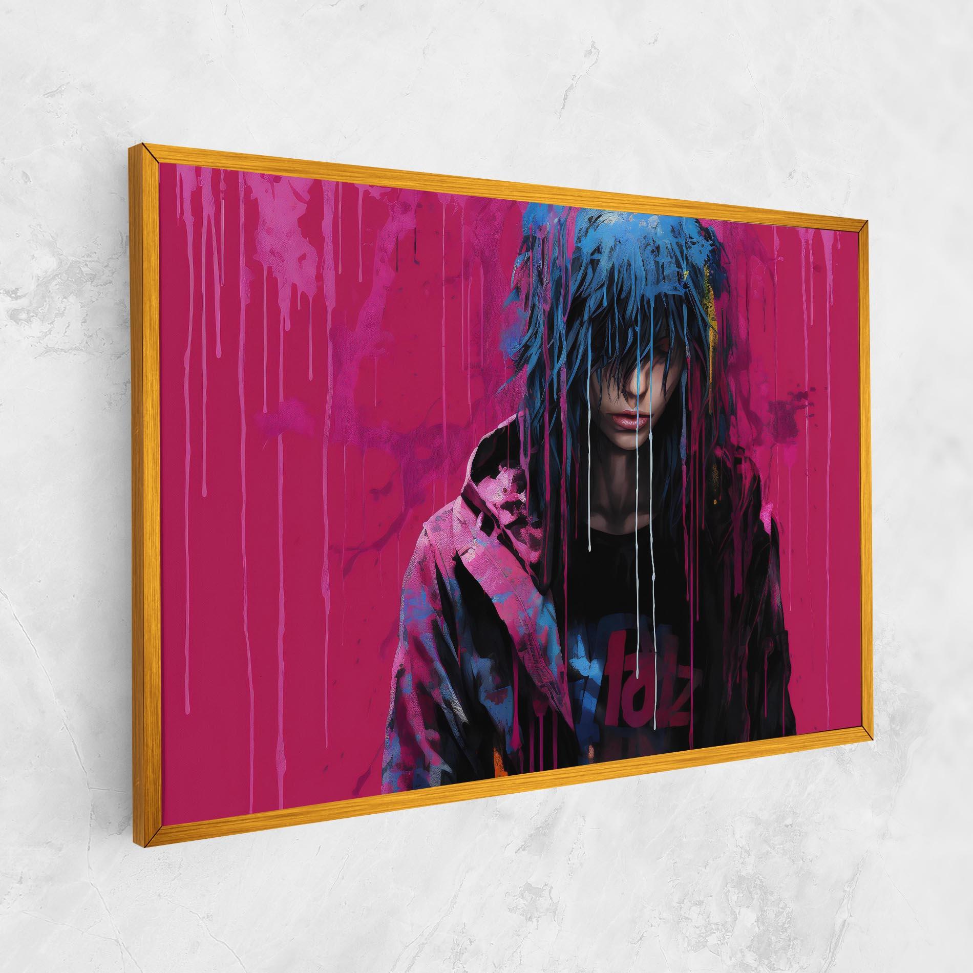 Vászonkép Blue Pink Falling Paint mockup 1