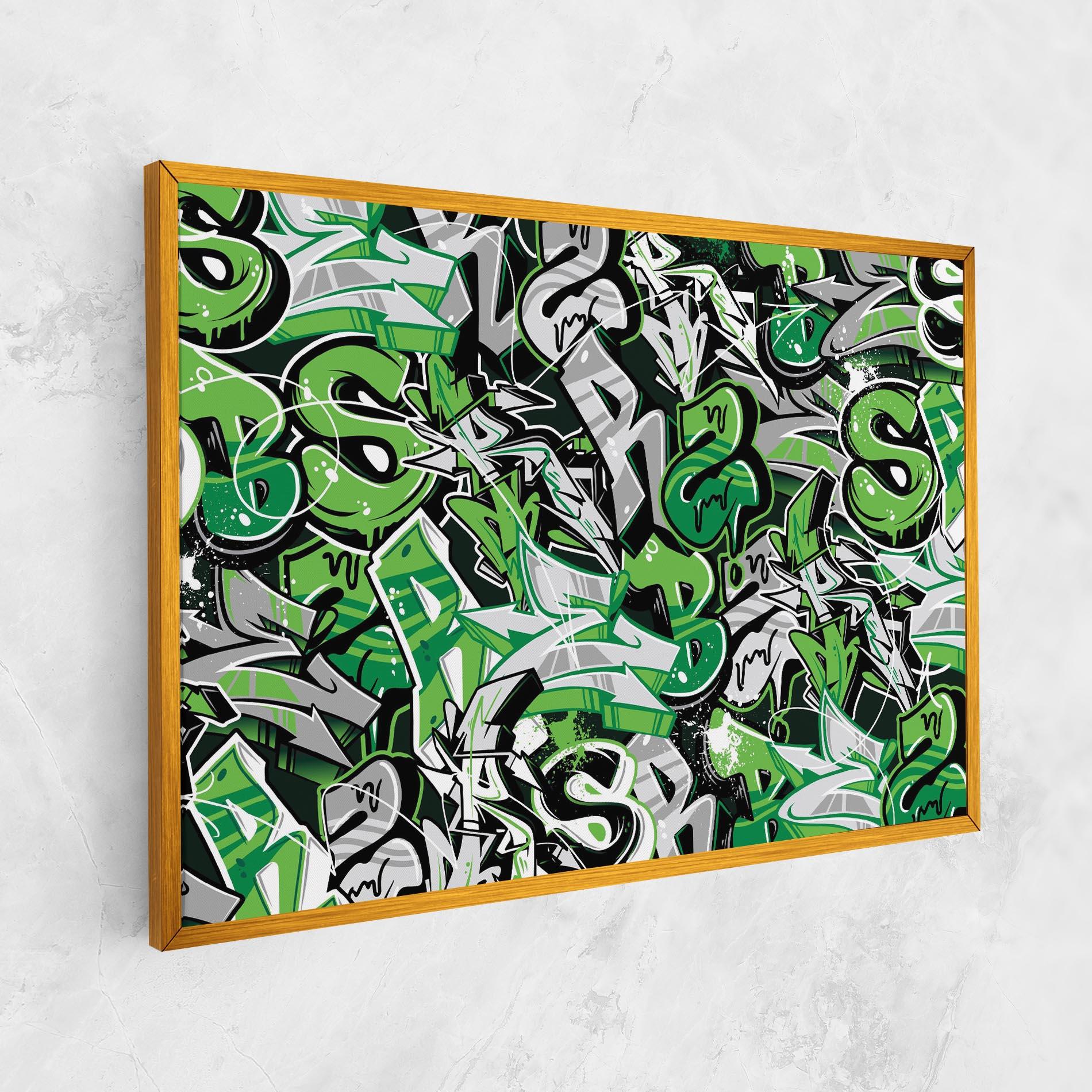 Vászonkép Green Graffiti Letters mockup 1