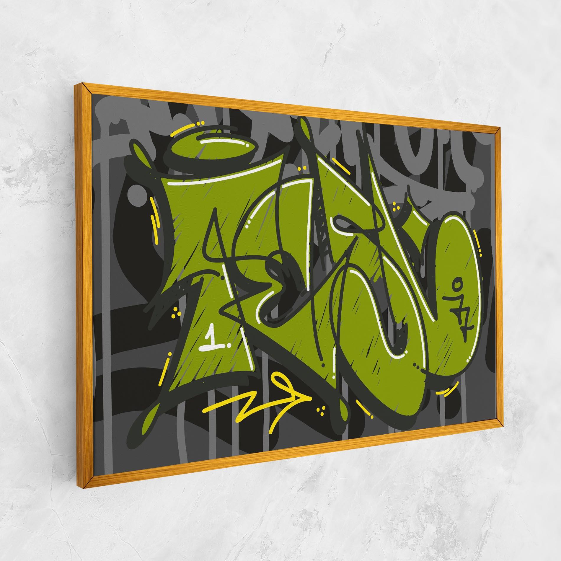 Vászonkép Green Grey Graffti mockup 1