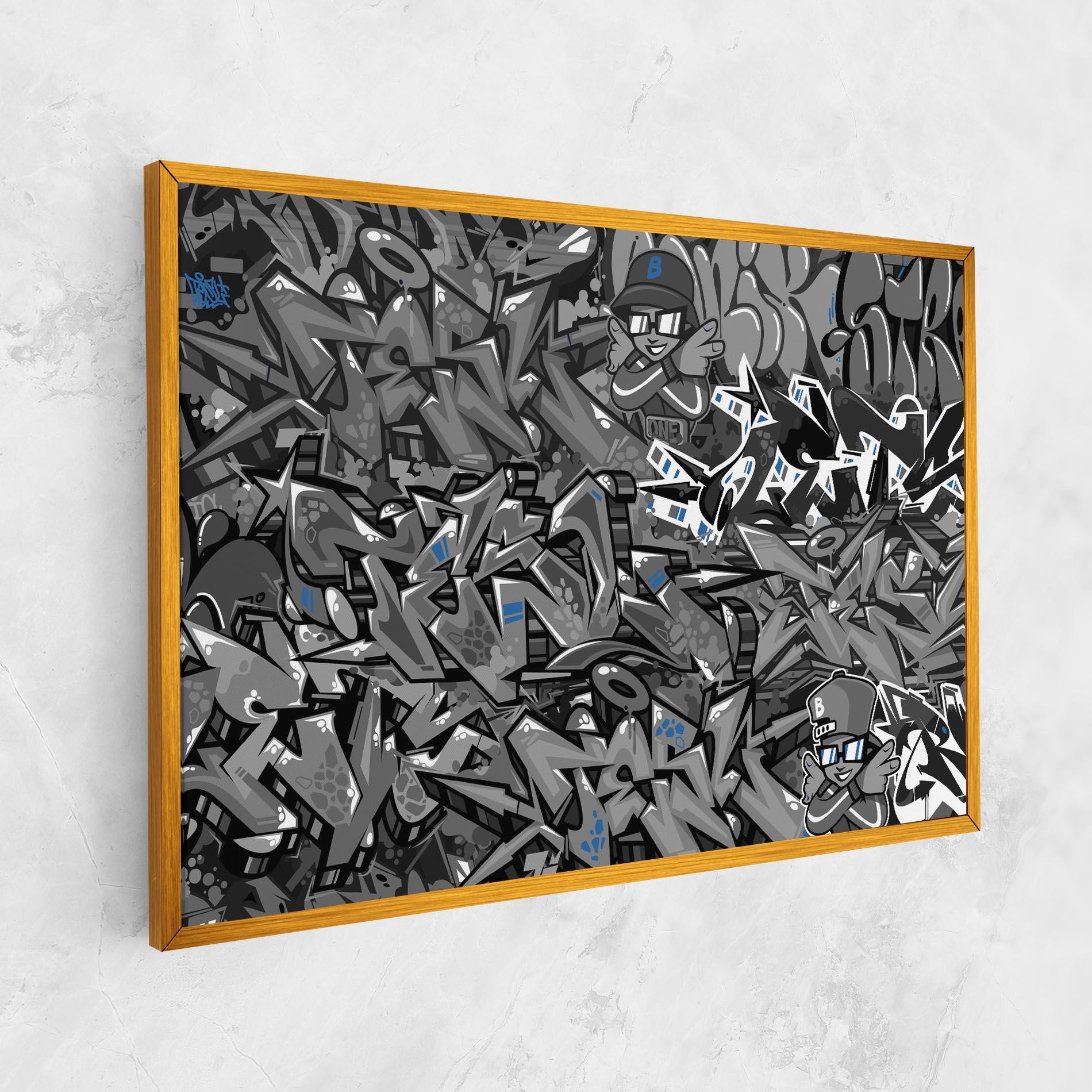 Vászonkép Grey Blue Graffiti mockup 1