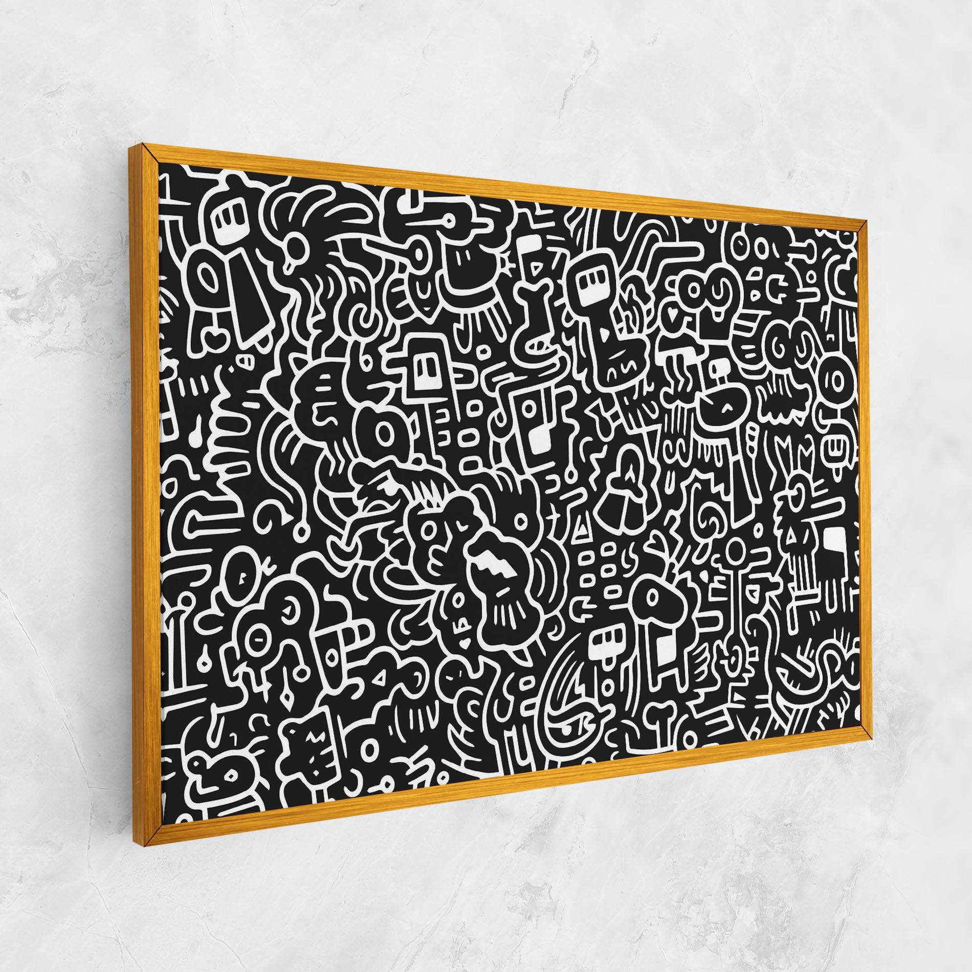 Vászonkép White Line Doodle mockup 1