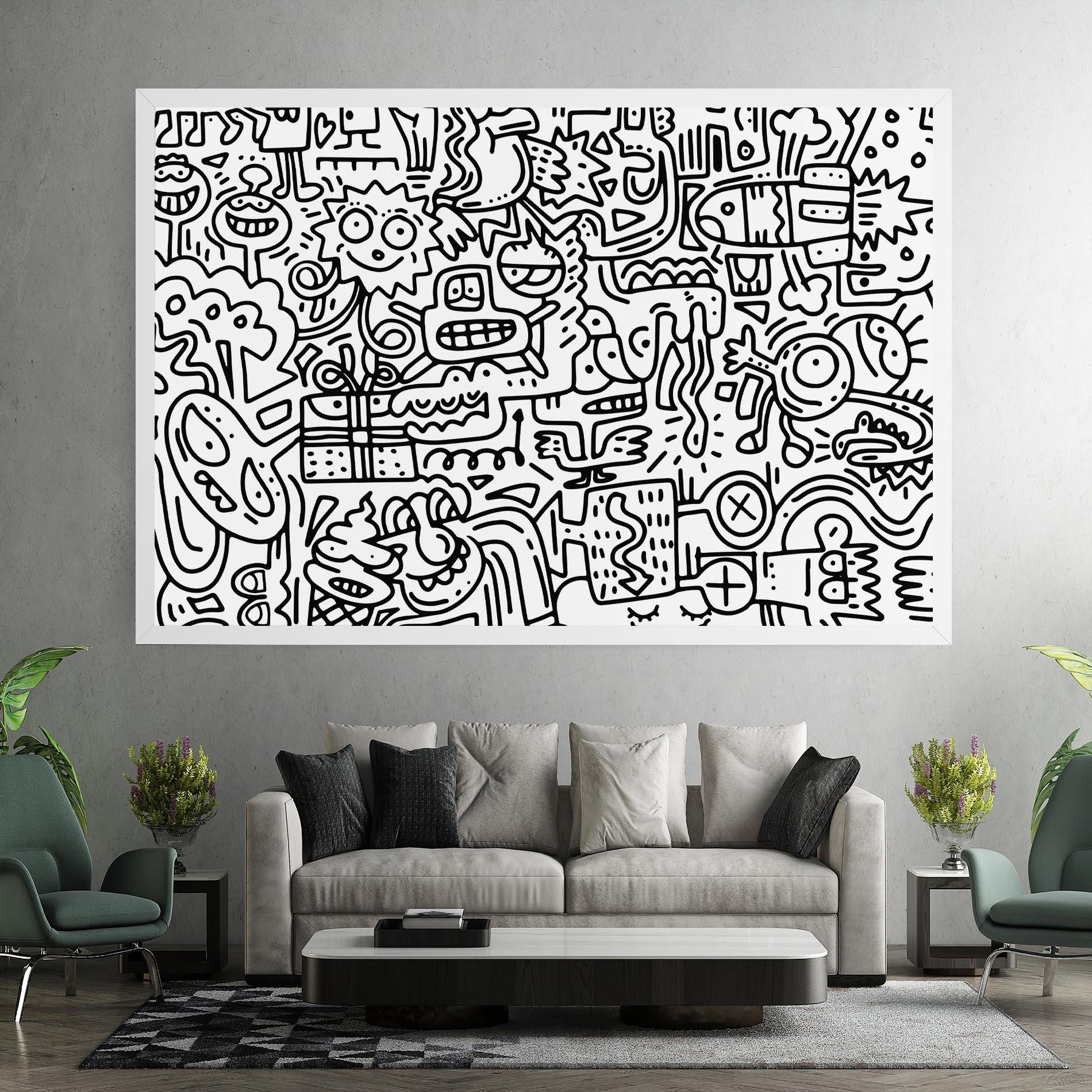 Vászonkép Doodle Black Line mockup 7