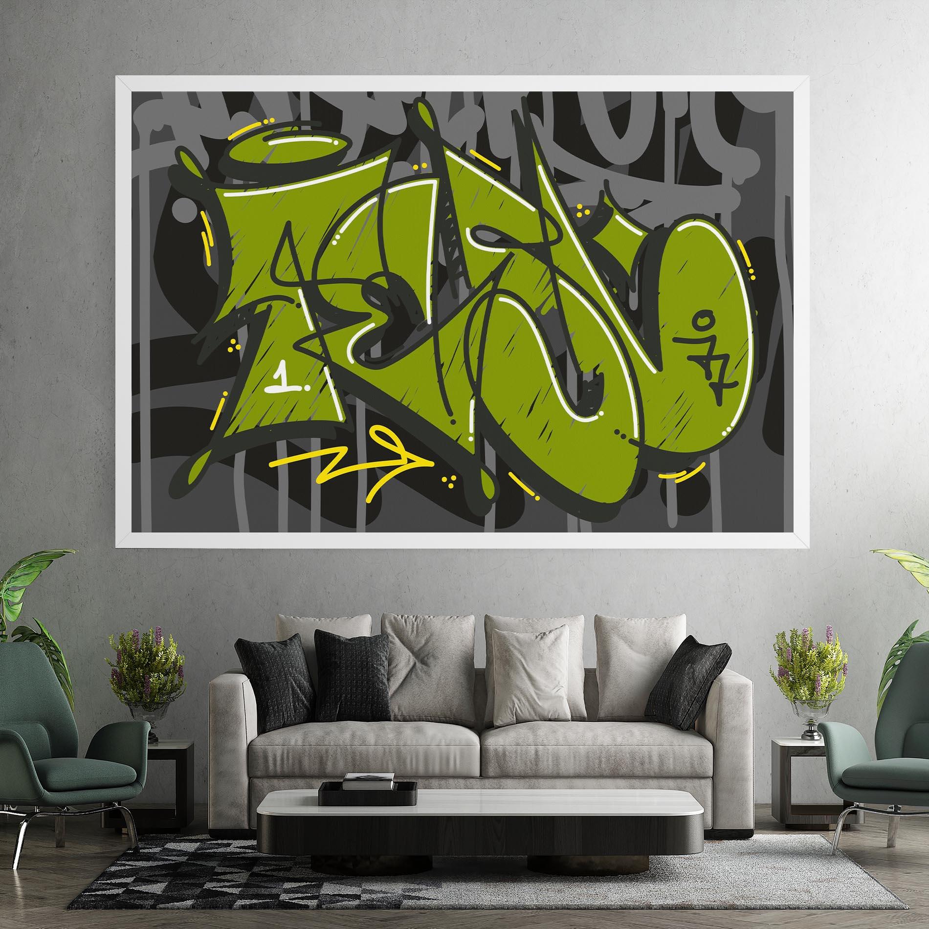 Vászonkép Green Grey Graffti mockup 7