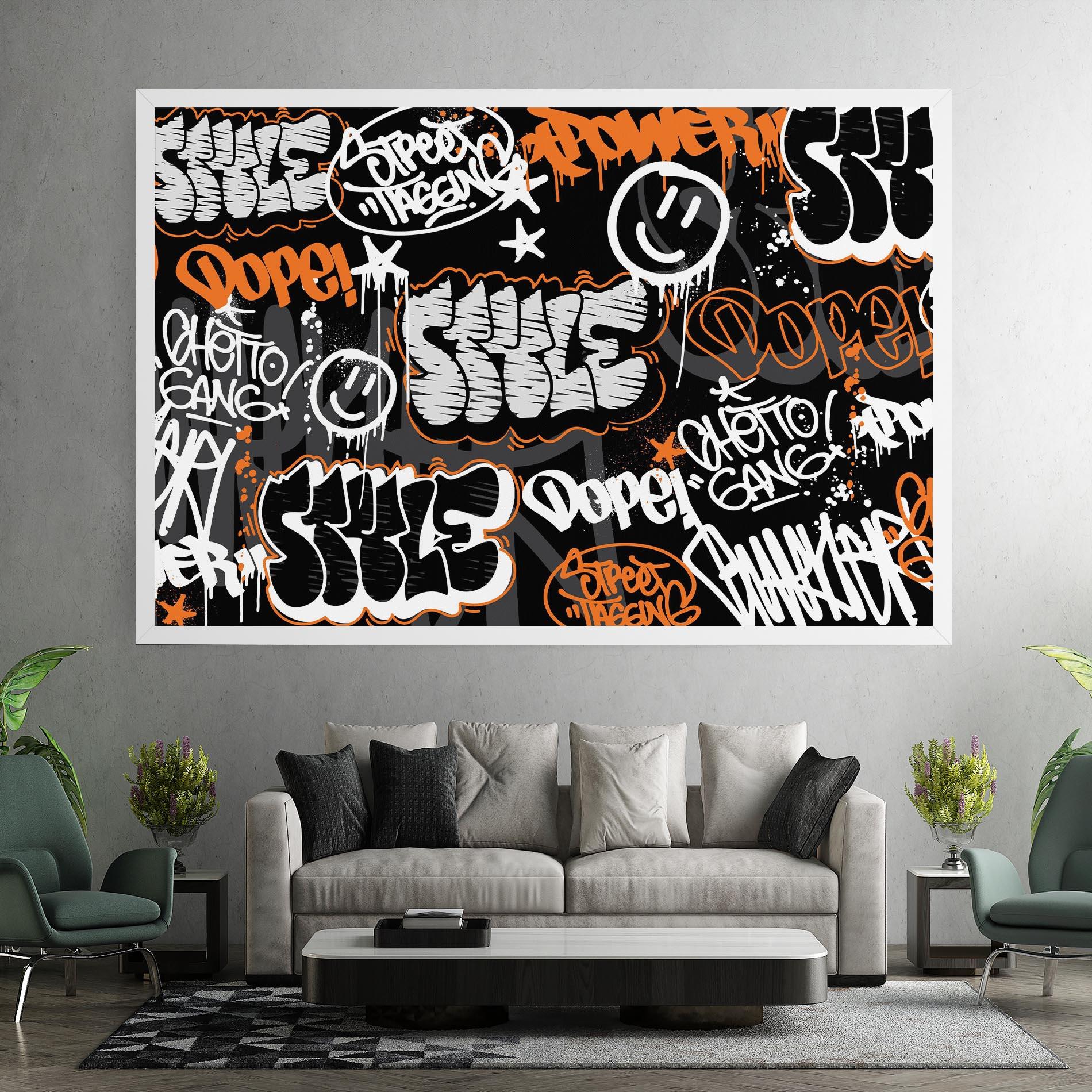 Vászonkép Orange Black Graffiti mockup 7