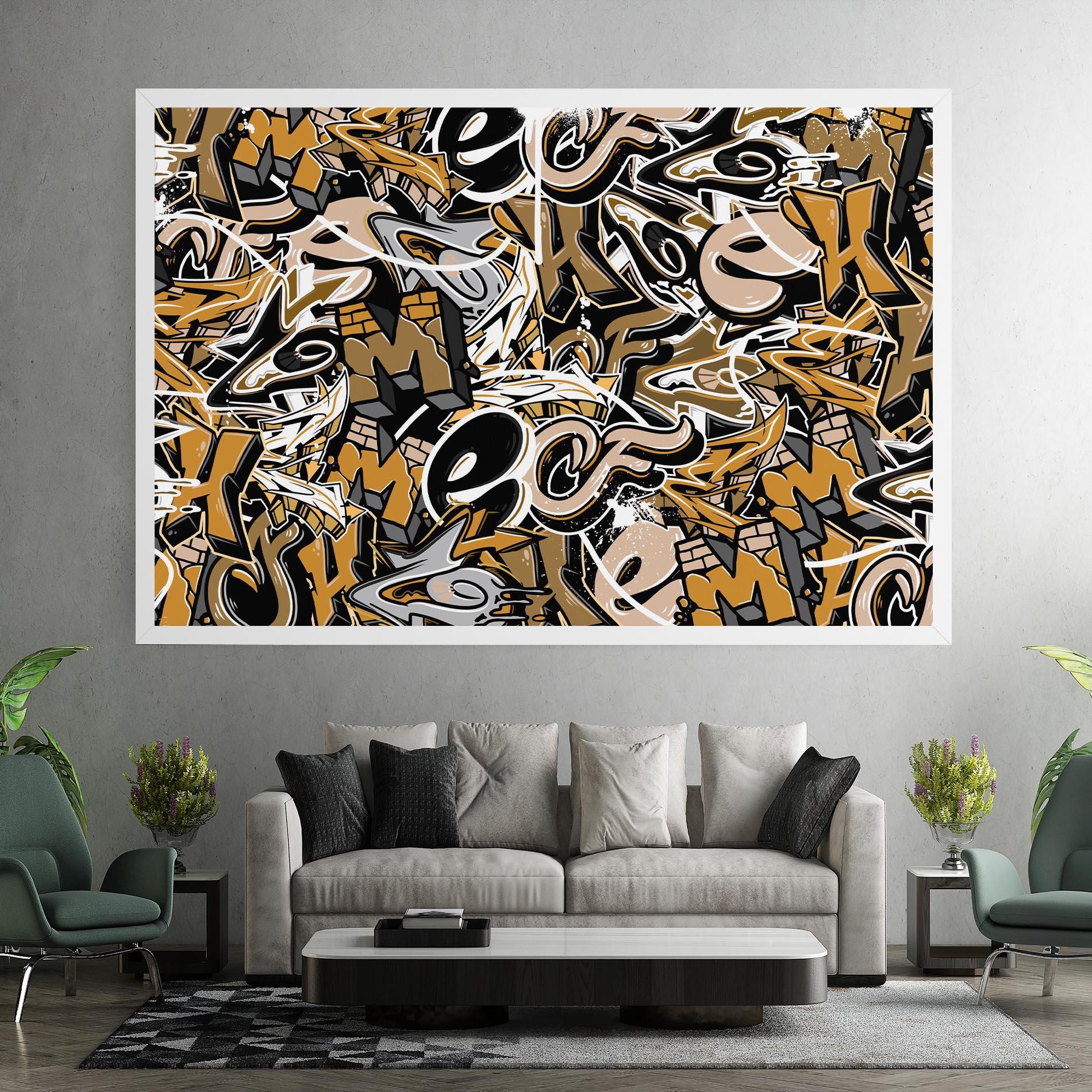 Vászonkép Yellow White Graffiti mockup 7