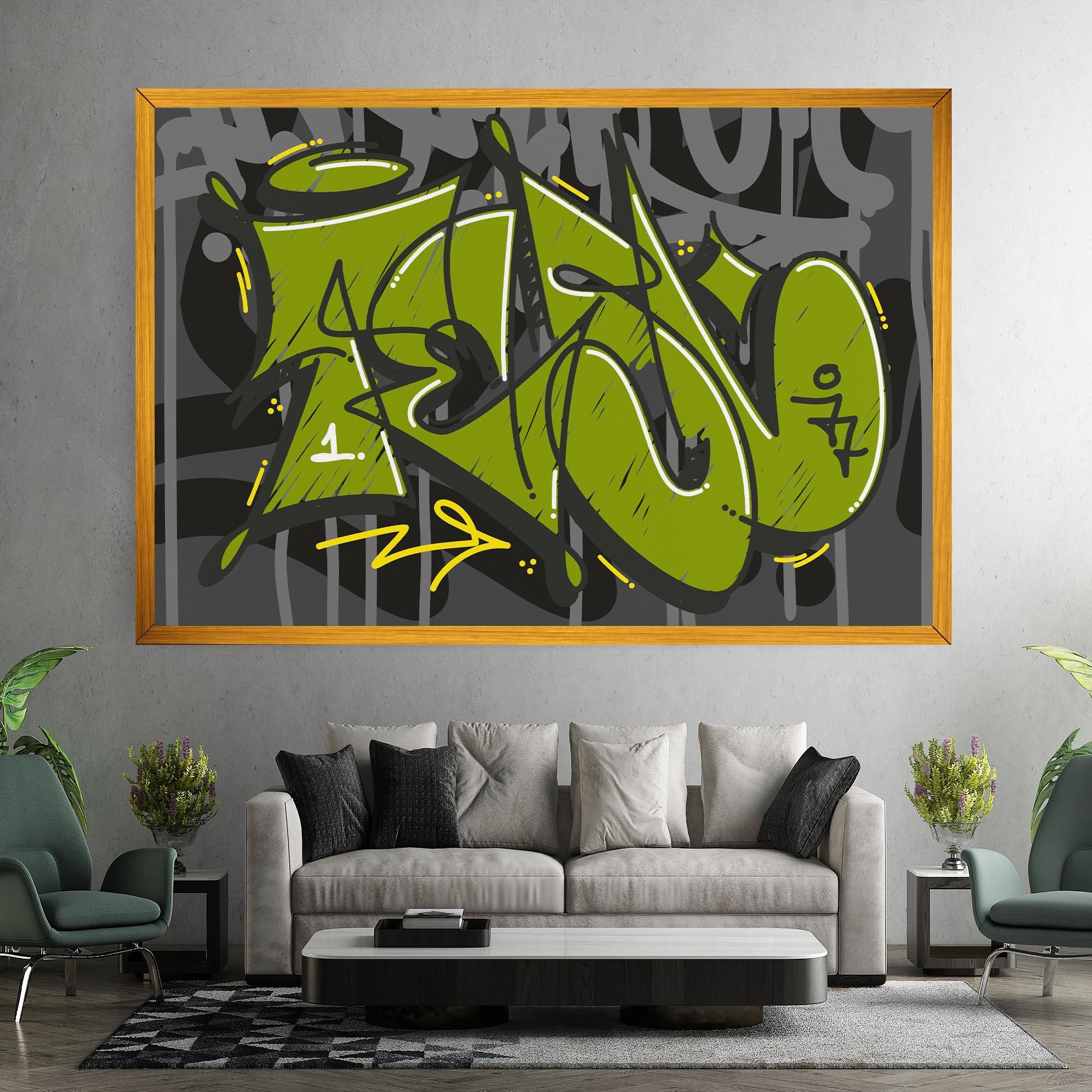 Vászonkép Green Grey Graffti mockup 7