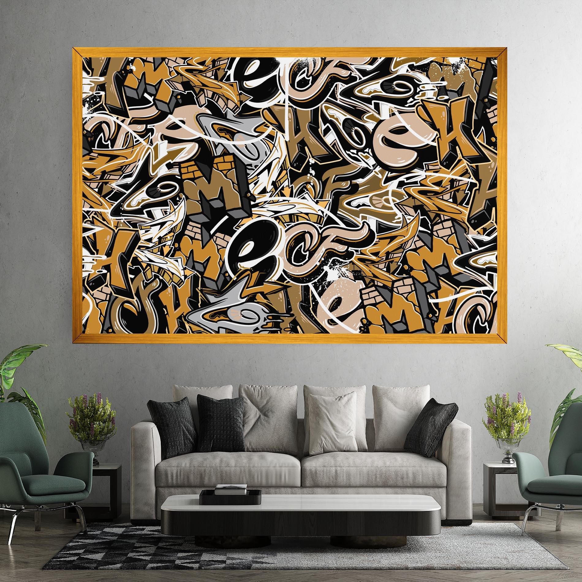 Vászonkép Yellow White Graffiti mockup 7