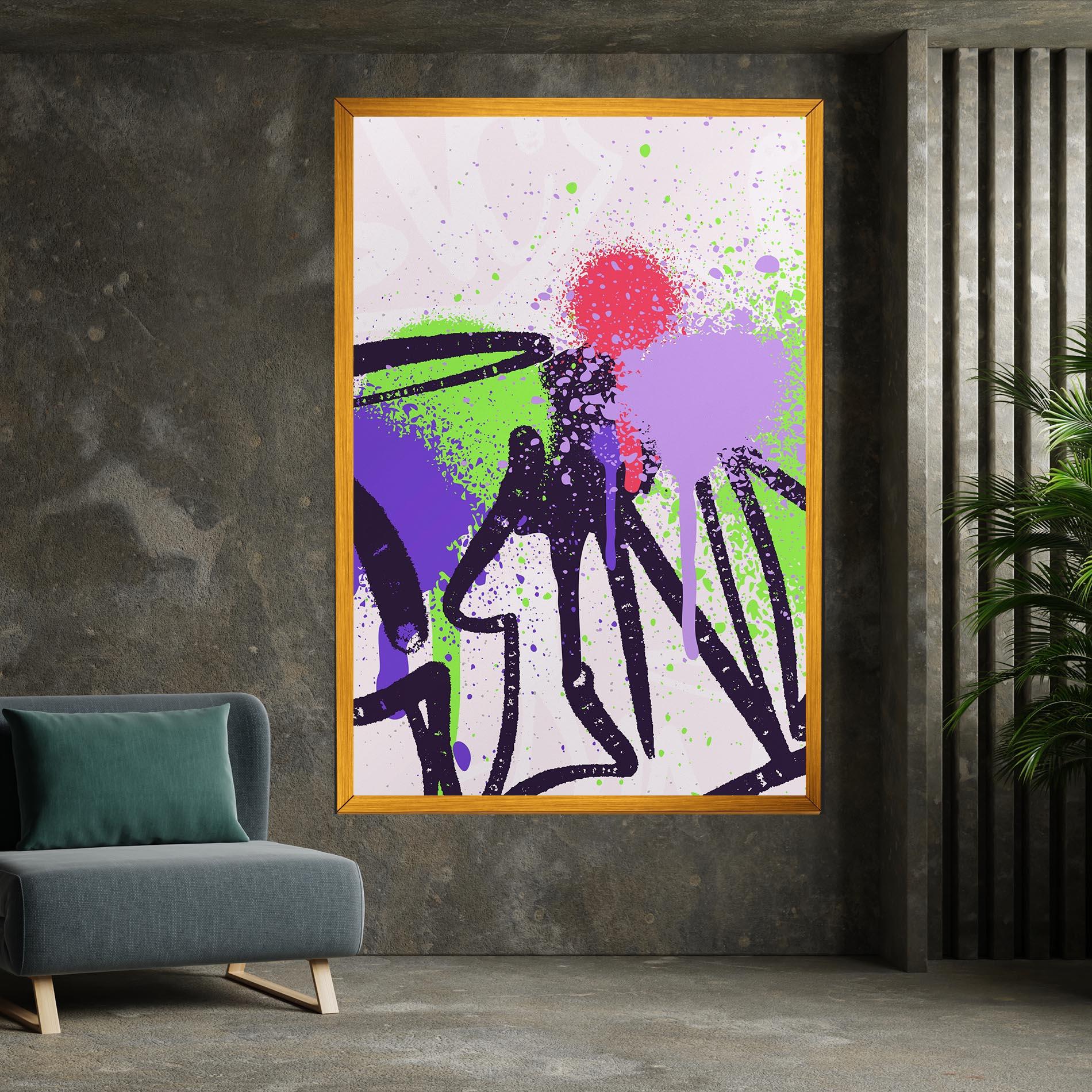 Vászonkép Green Purple Graffiti mockup 7