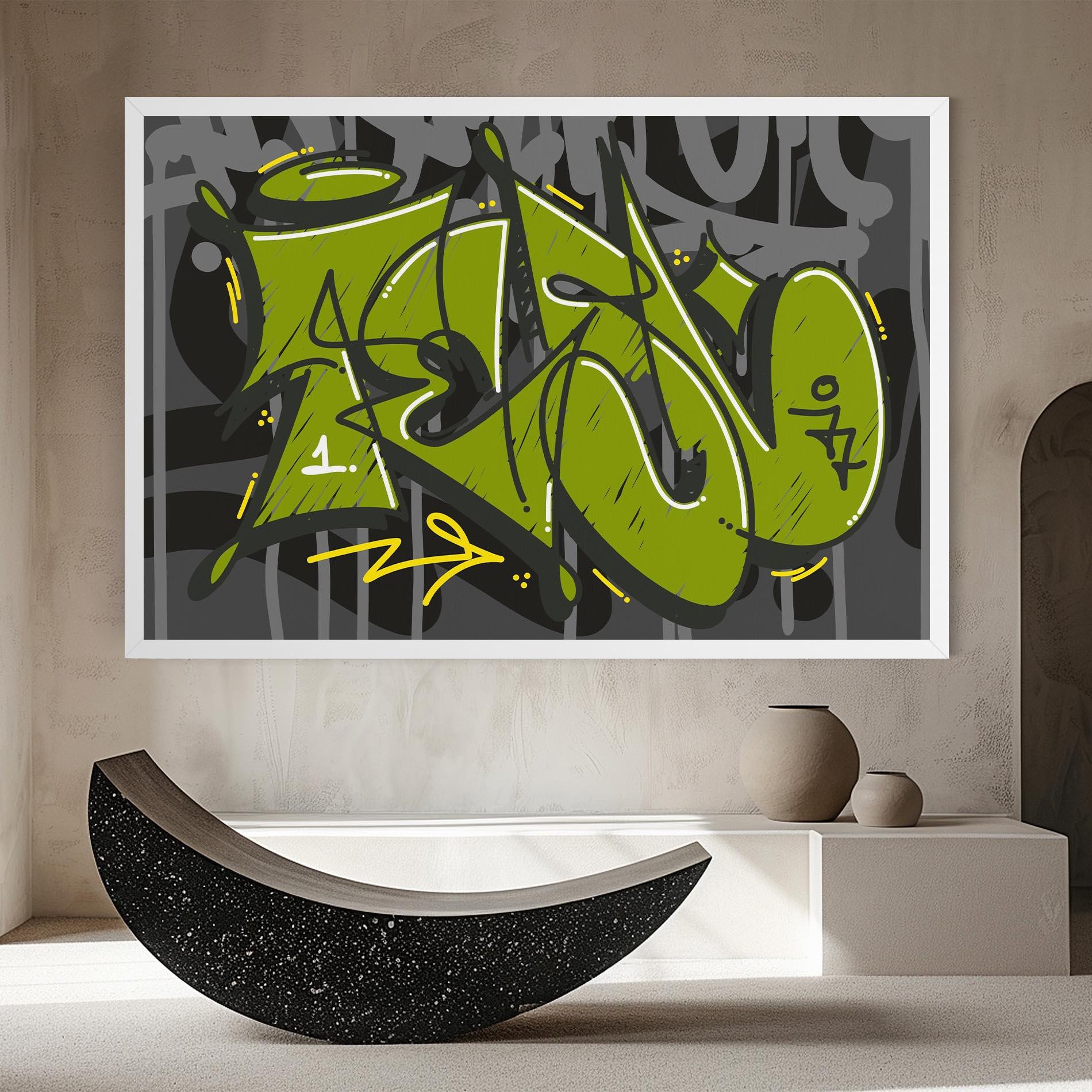 Vászonkép Green Grey Graffti mockup 8