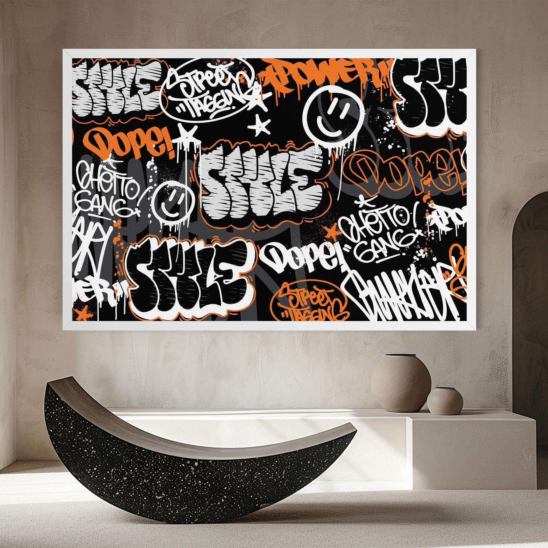 Vászonkép Orange Black Graffiti mockup 8