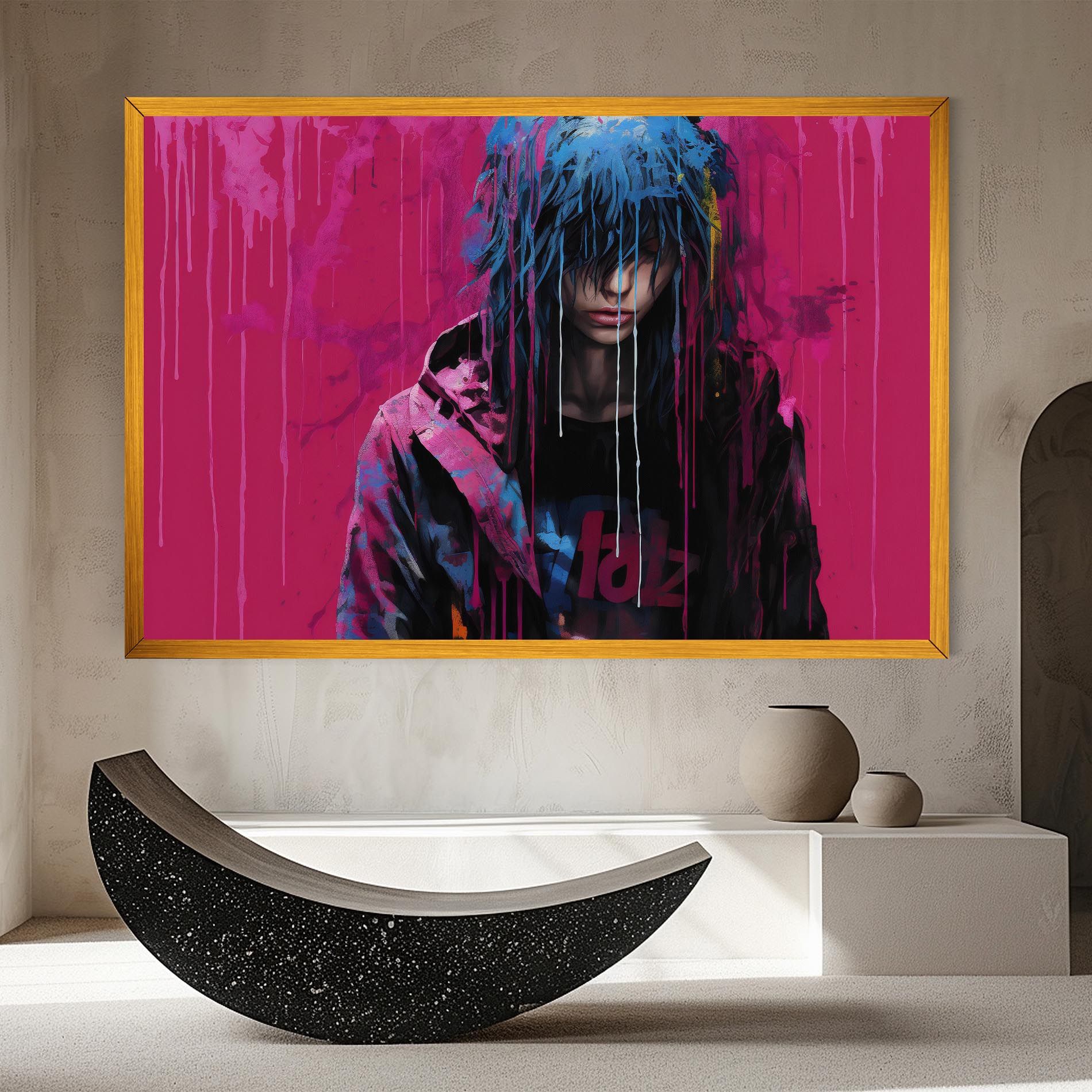 Blue Pink Falling Paint mockup 8