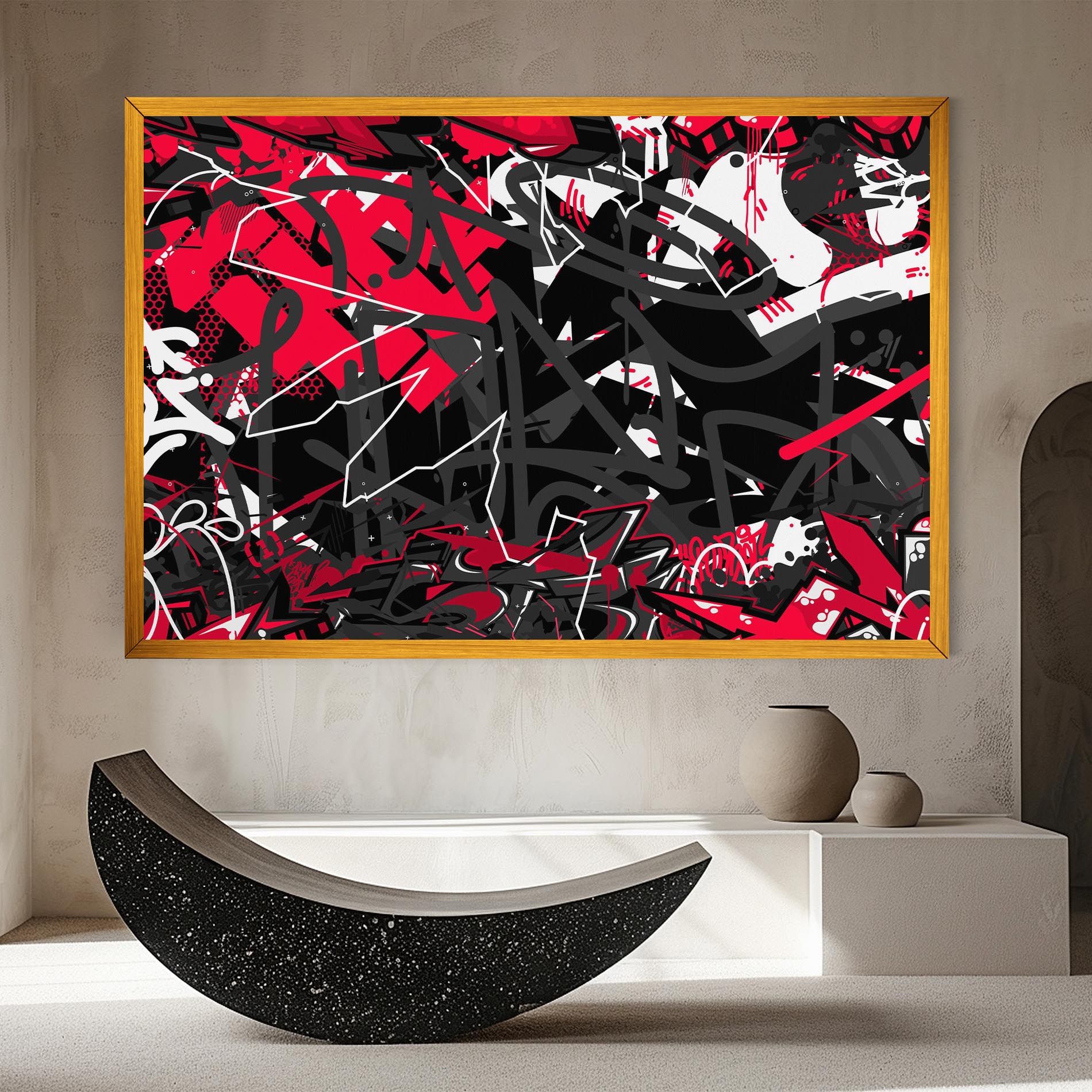 Grey Red Graffiti mockup 8