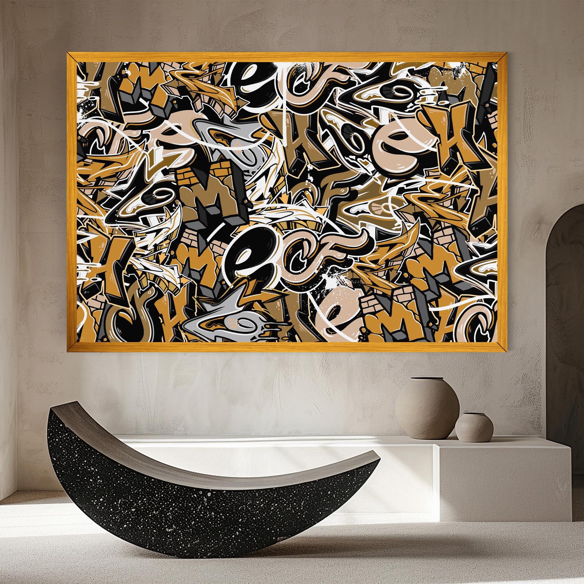 Vászonkép Yellow White Graffiti mockup 8