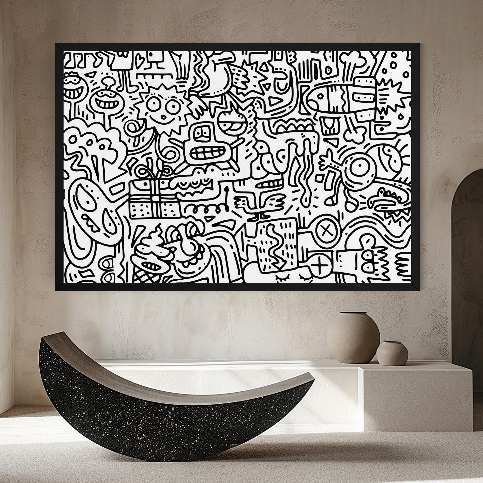 Vászonkép Doodle Black Line mockup 8