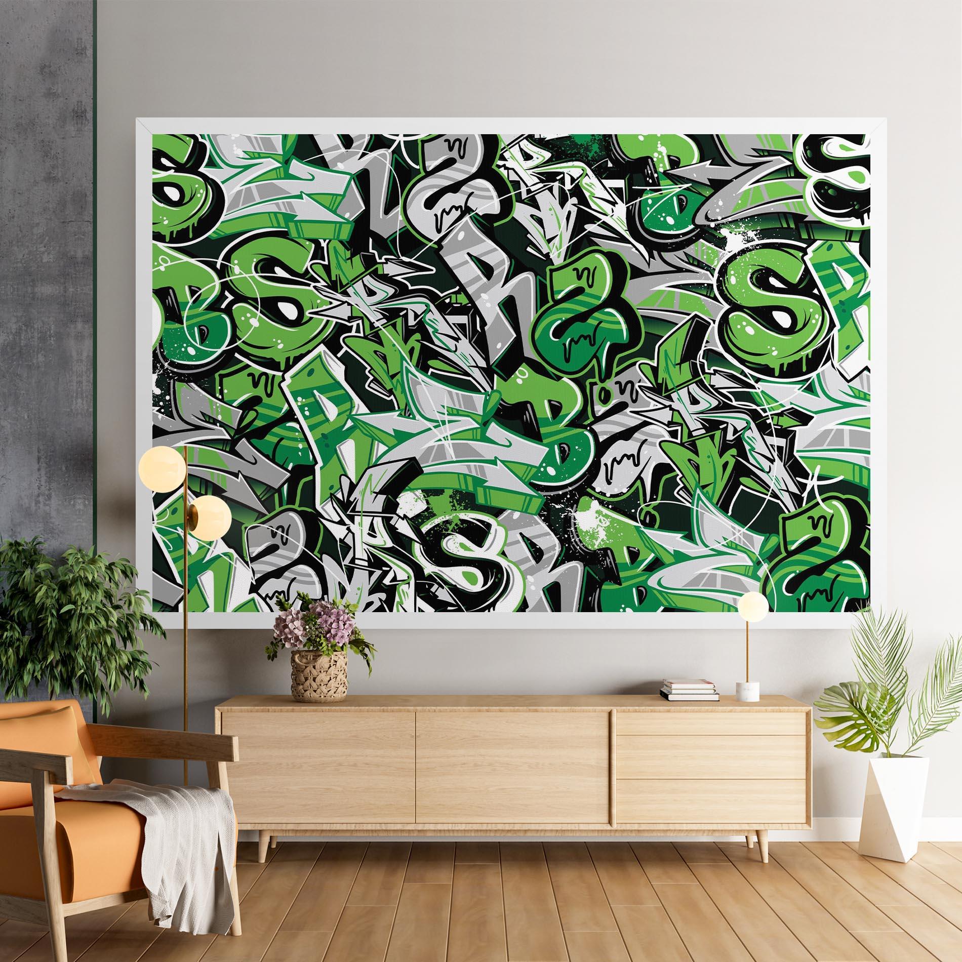 Vászonkép Green Graffiti Letters mockup 9