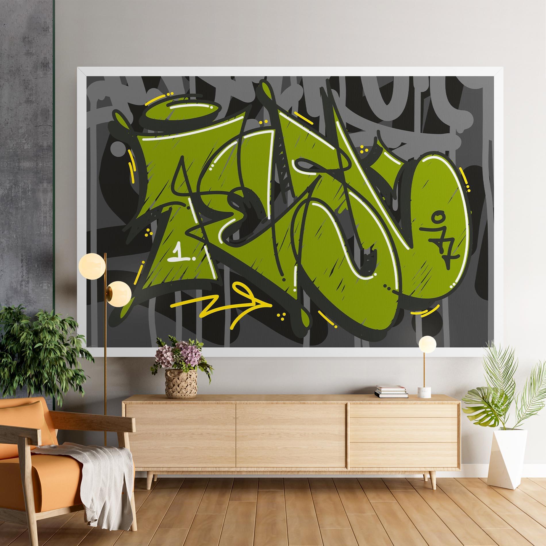 Vászonkép Green Grey Graffti mockup 9