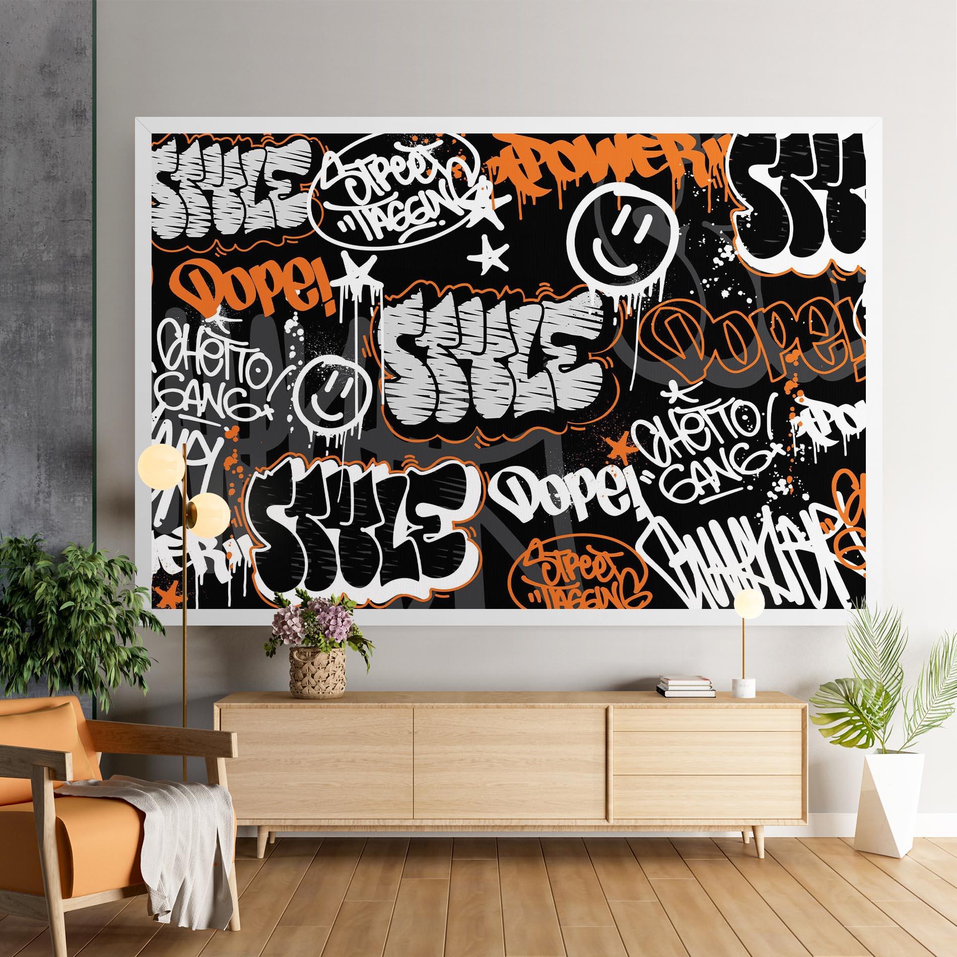 Vászonkép Orange Black Graffiti mockup 9