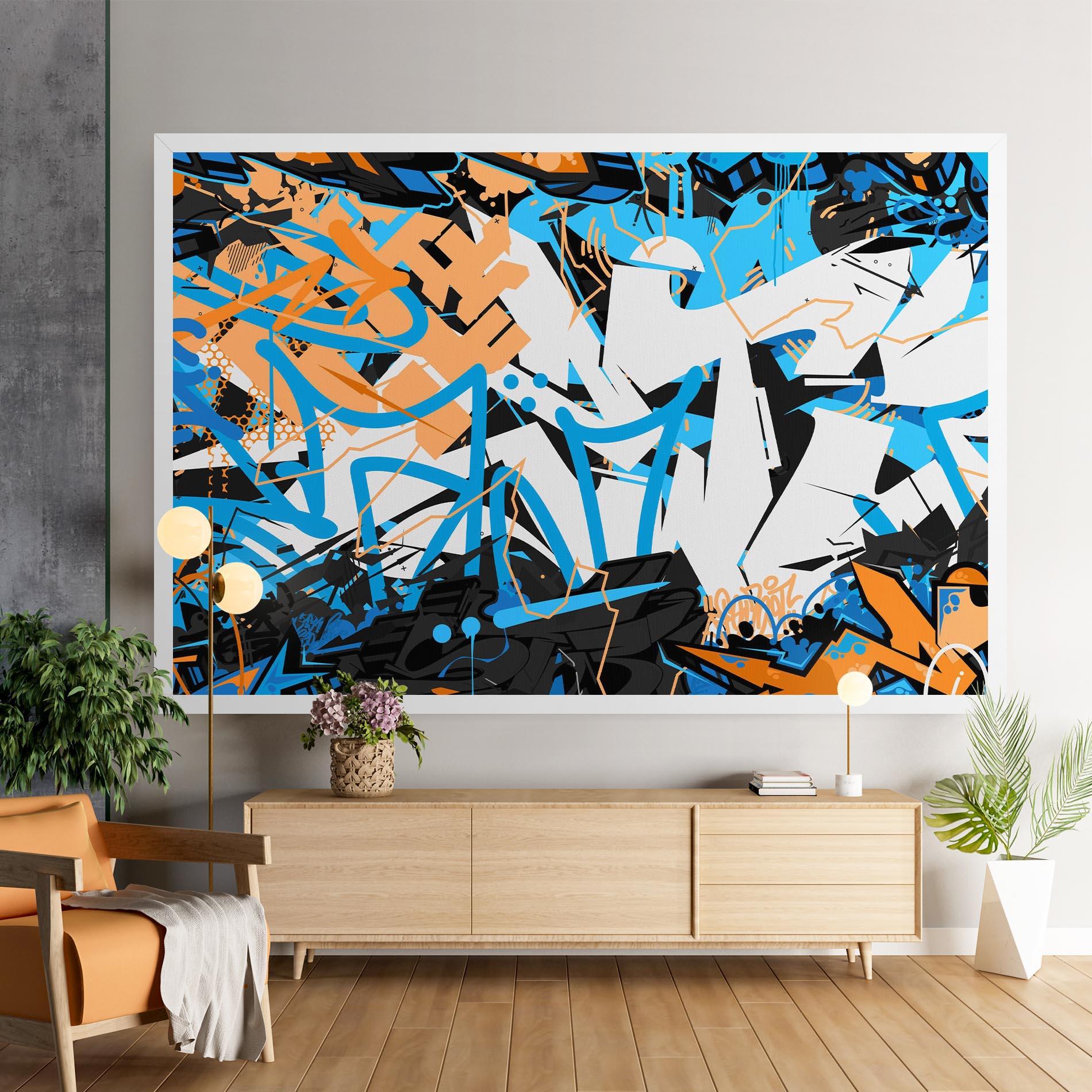 Vászonkép White Orange Graffiti mockup 9
