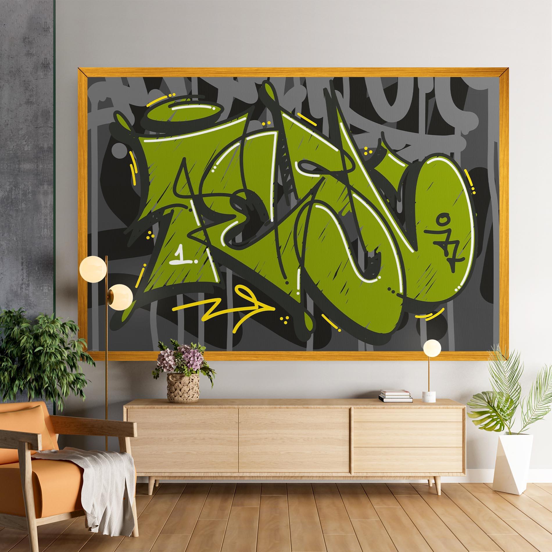 Vászonkép Green Grey Graffti mockup 9