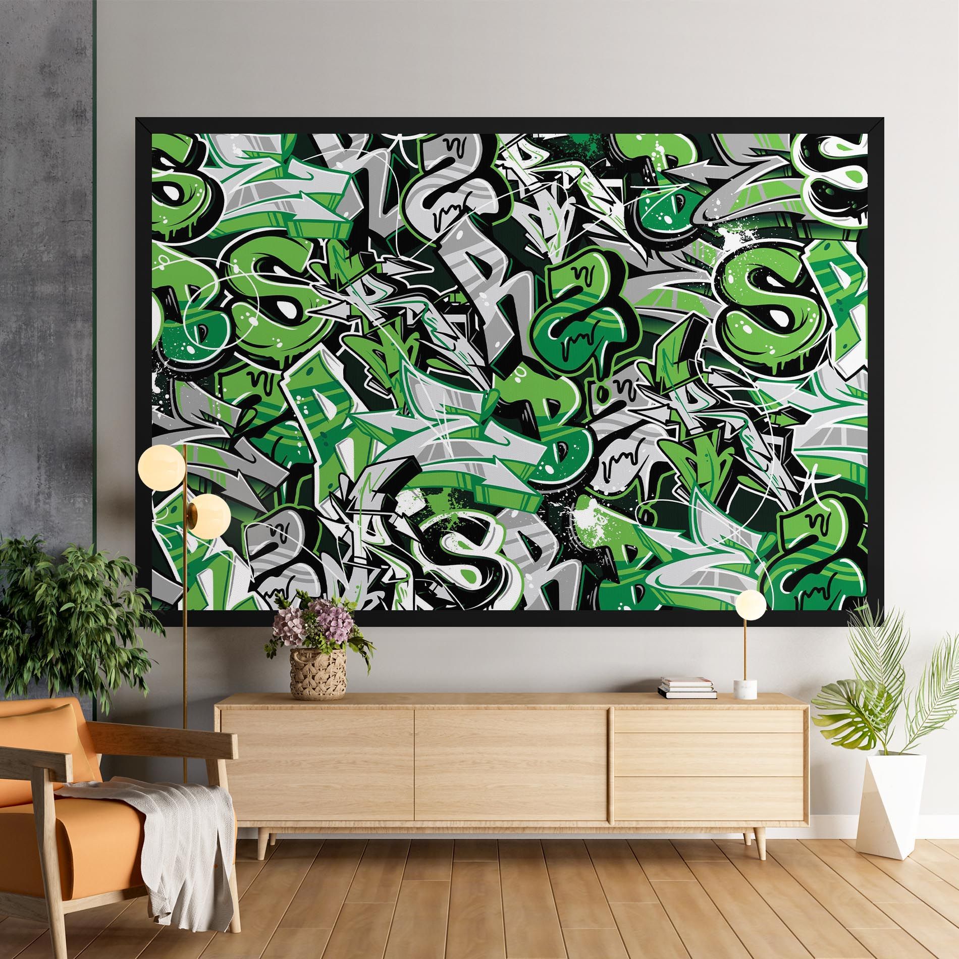 Green Graffiti Letters mockup 9