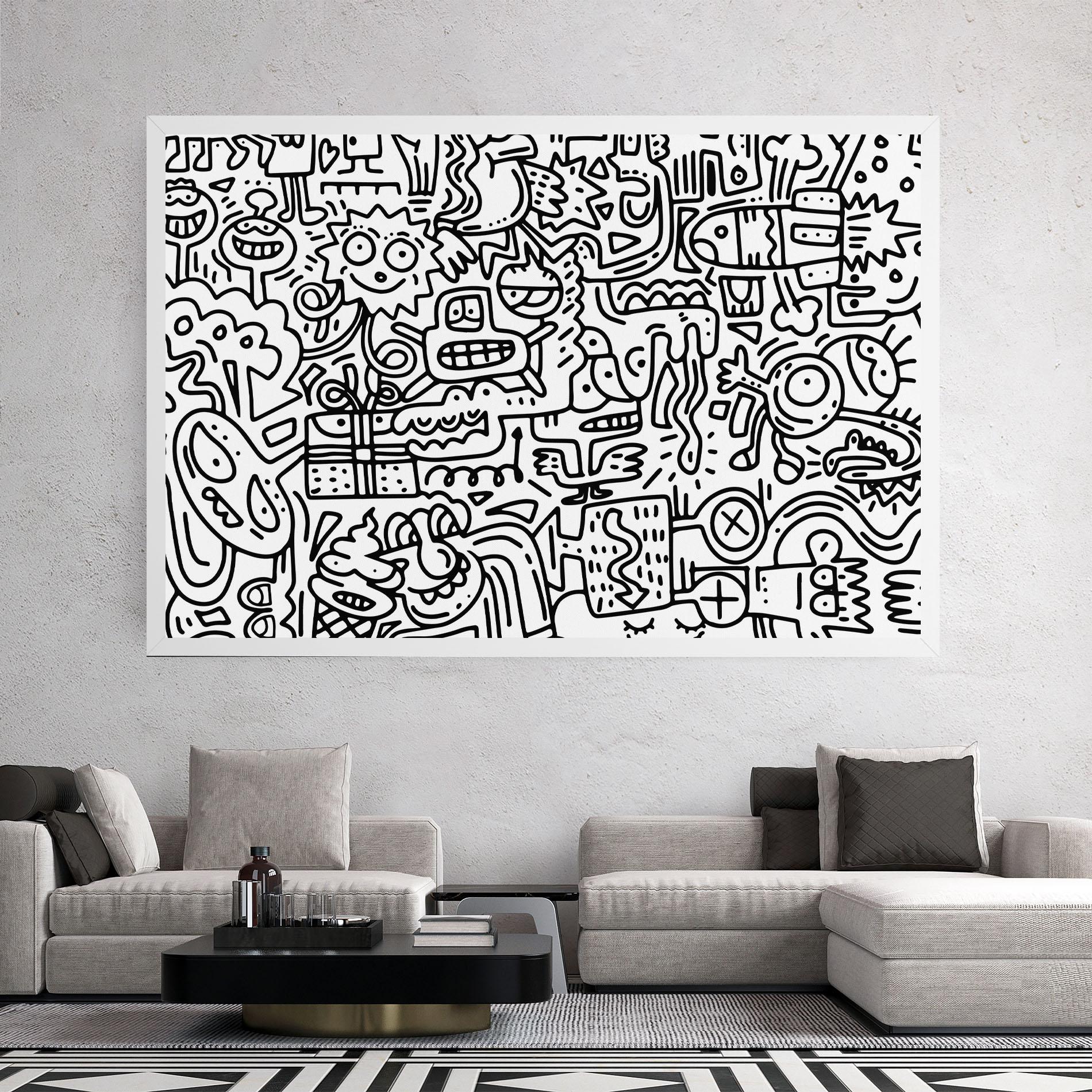 Vászonkép Doodle Black Line mockup 2