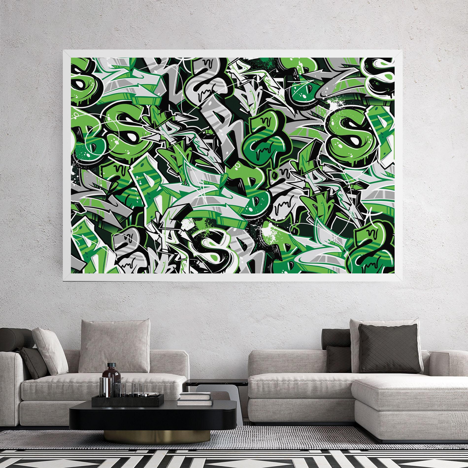 Vászonkép Green Graffiti Letters mockup 2