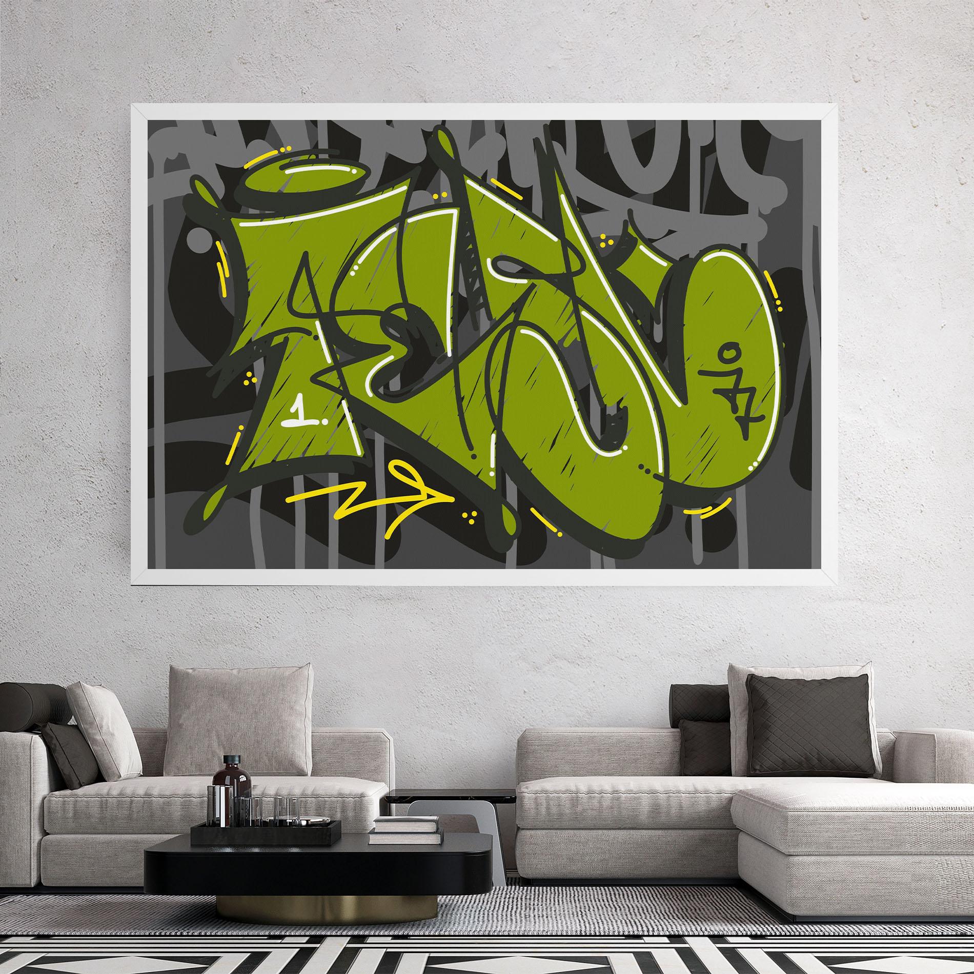 Vászonkép Green Grey Graffti mockup 2