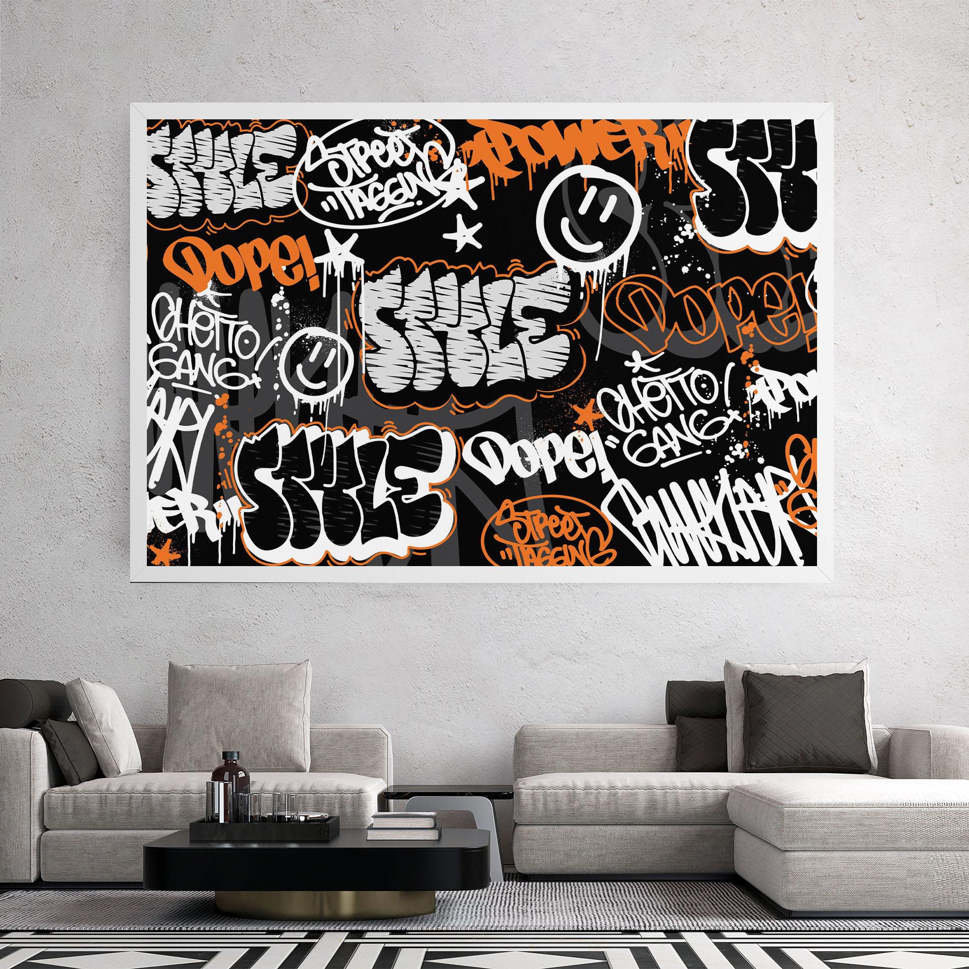 Vászonkép Orange Black Graffiti mockup 2