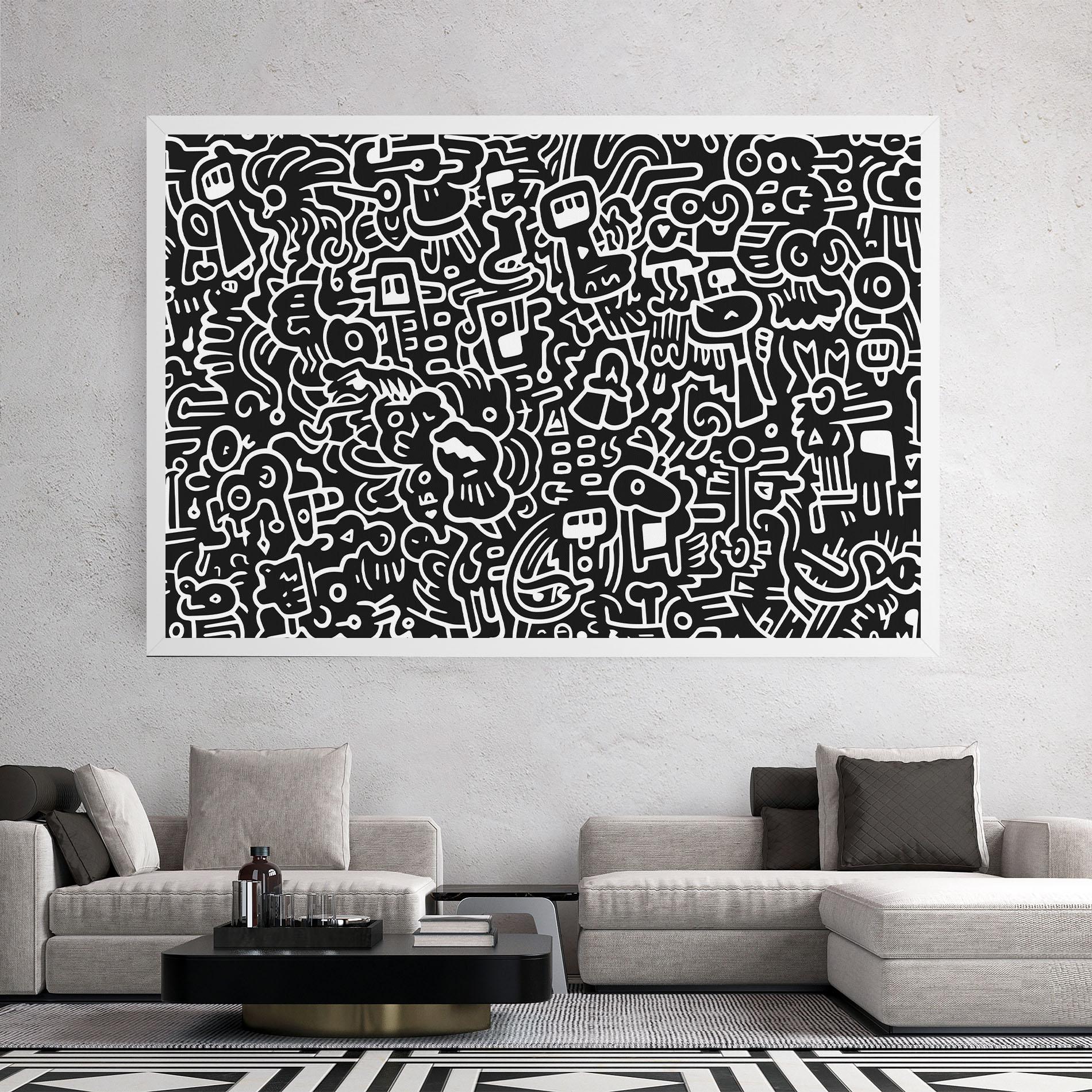 Vászonkép White Line Doodle mockup 2