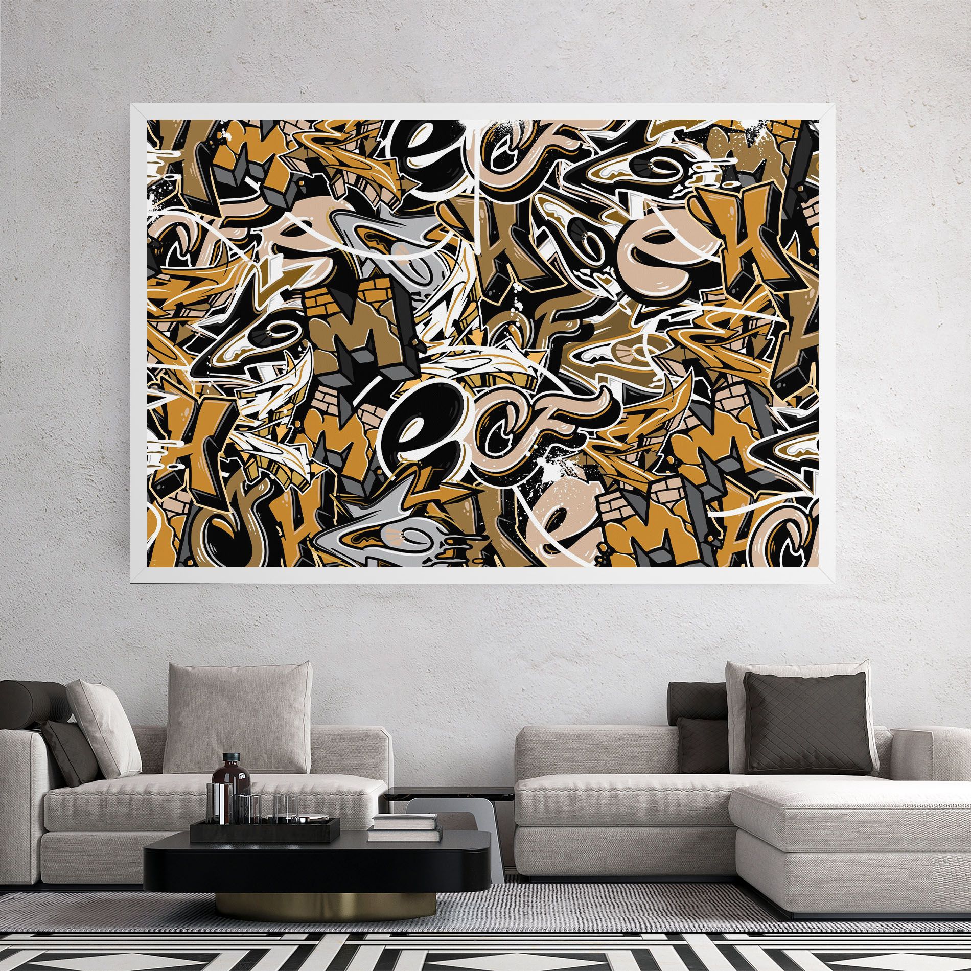 Yellow White Graffiti mockup 2