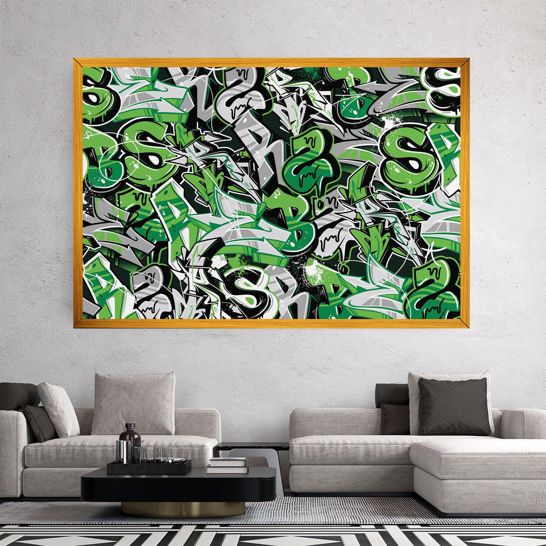 Vászonkép Green Graffiti Letters mockup 2