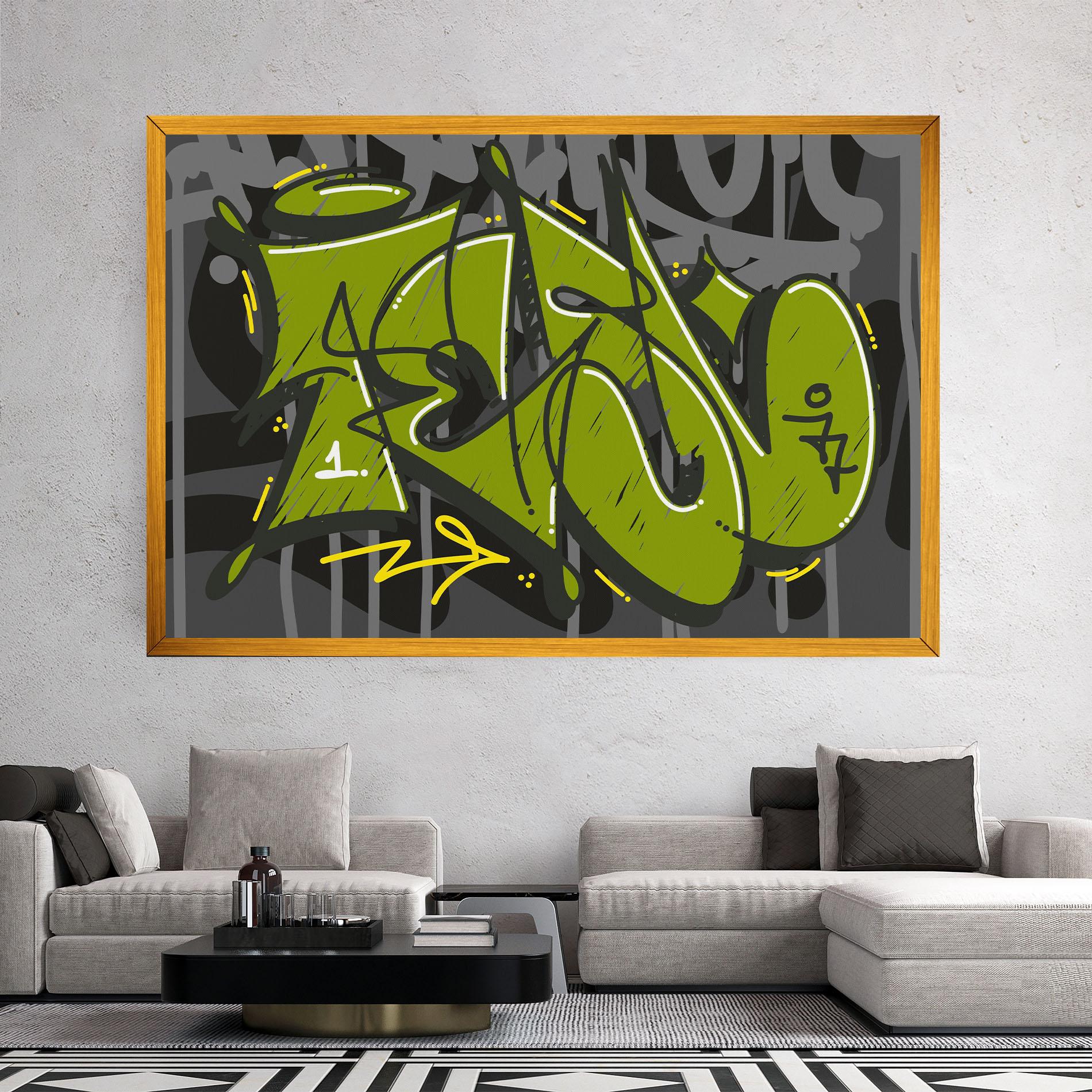 Vászonkép Green Grey Graffti mockup 2