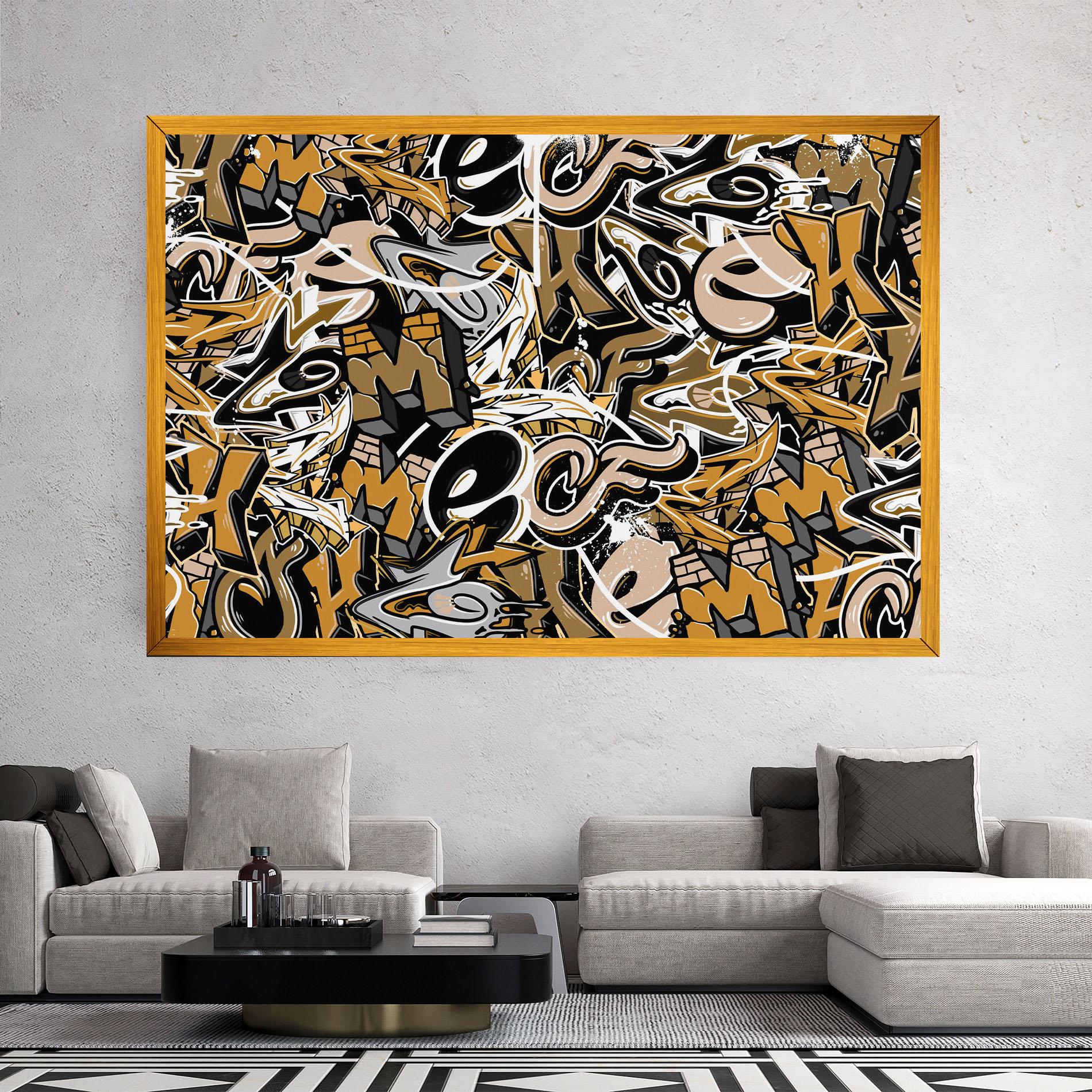 Vászonkép Yellow White Graffiti mockup 2