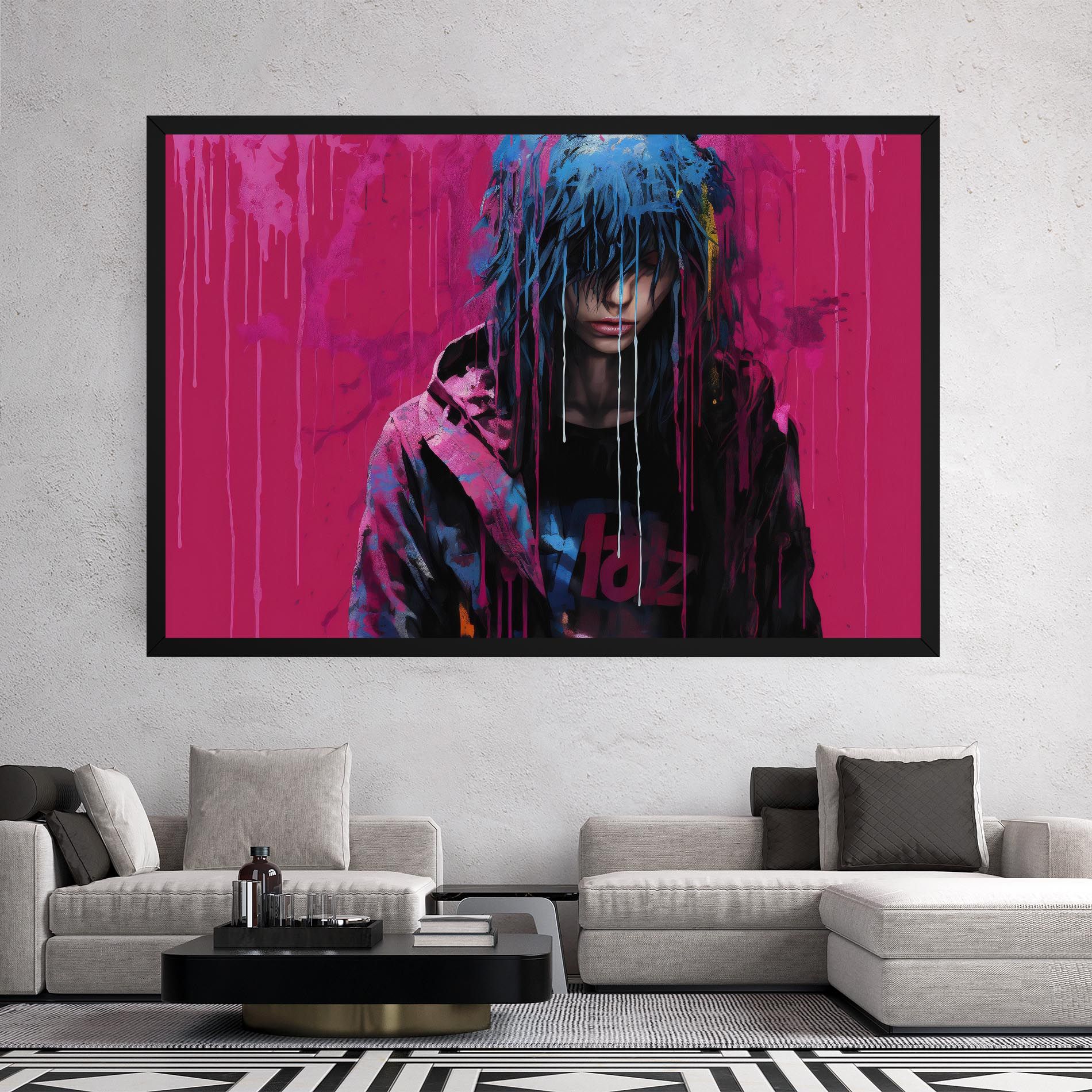 Blue Pink Falling Paint mockup 2