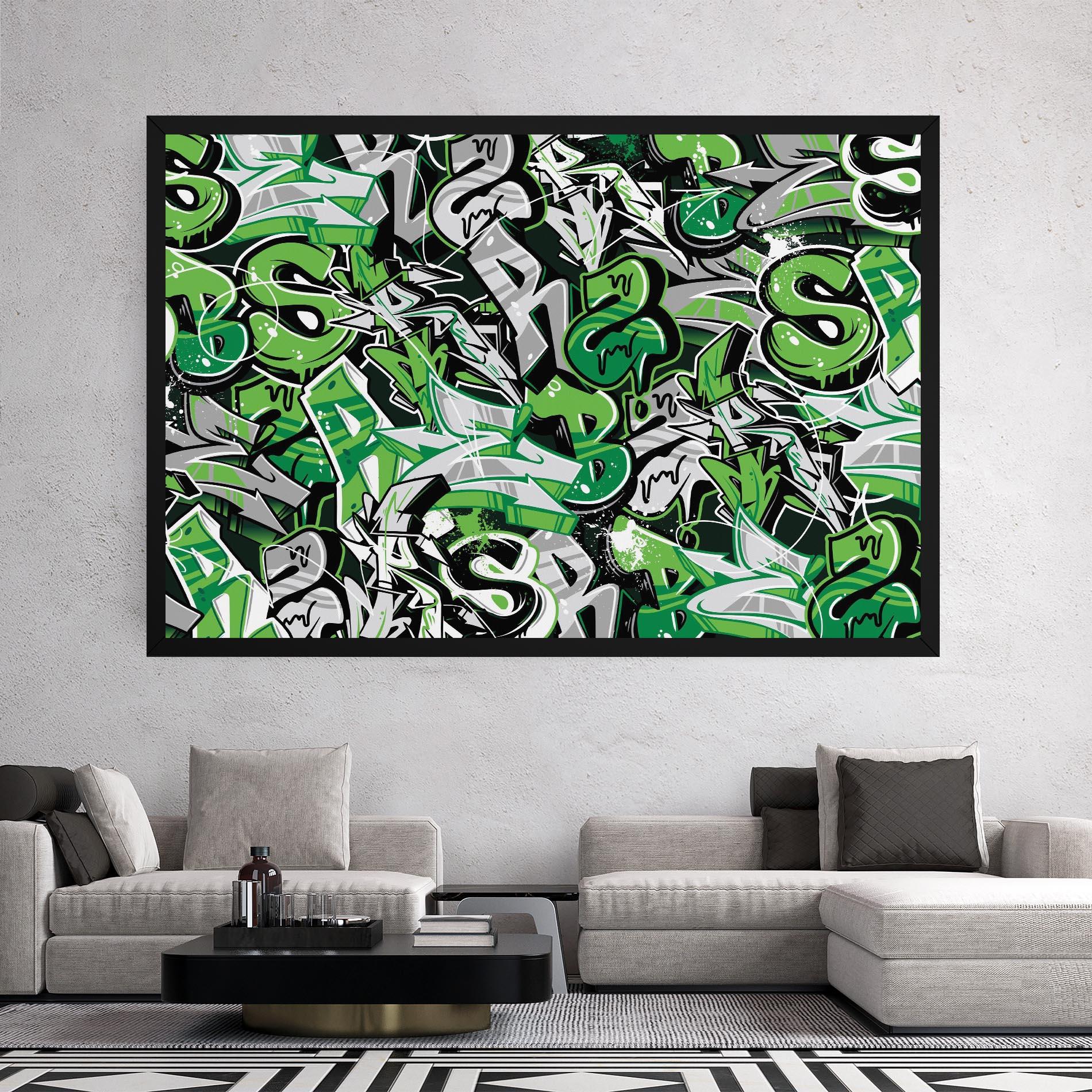 Vászonkép Green Graffiti Letters mockup 2
