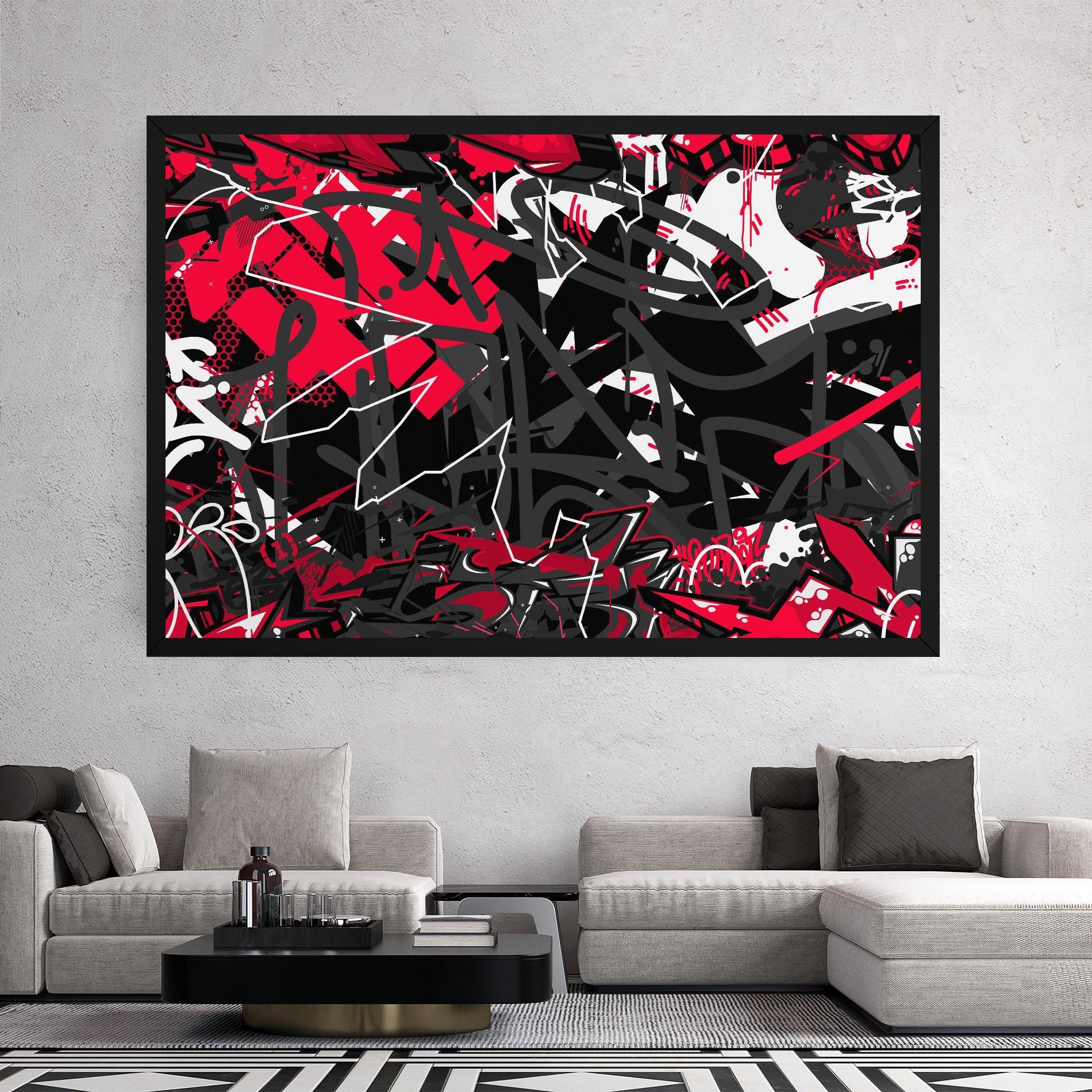 Grey Red Graffiti mockup 2