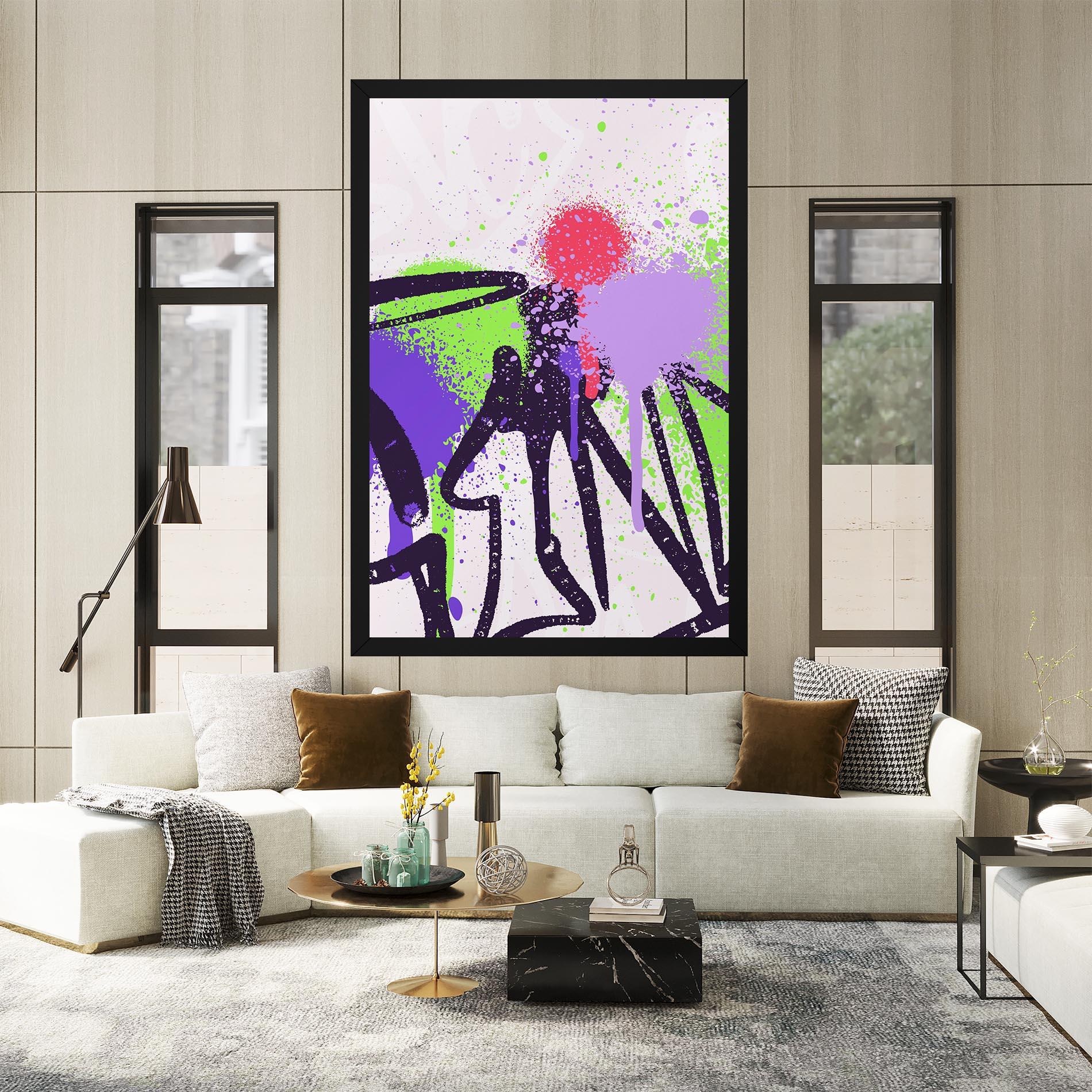 Vászonkép Green Purple Graffiti mockup 2